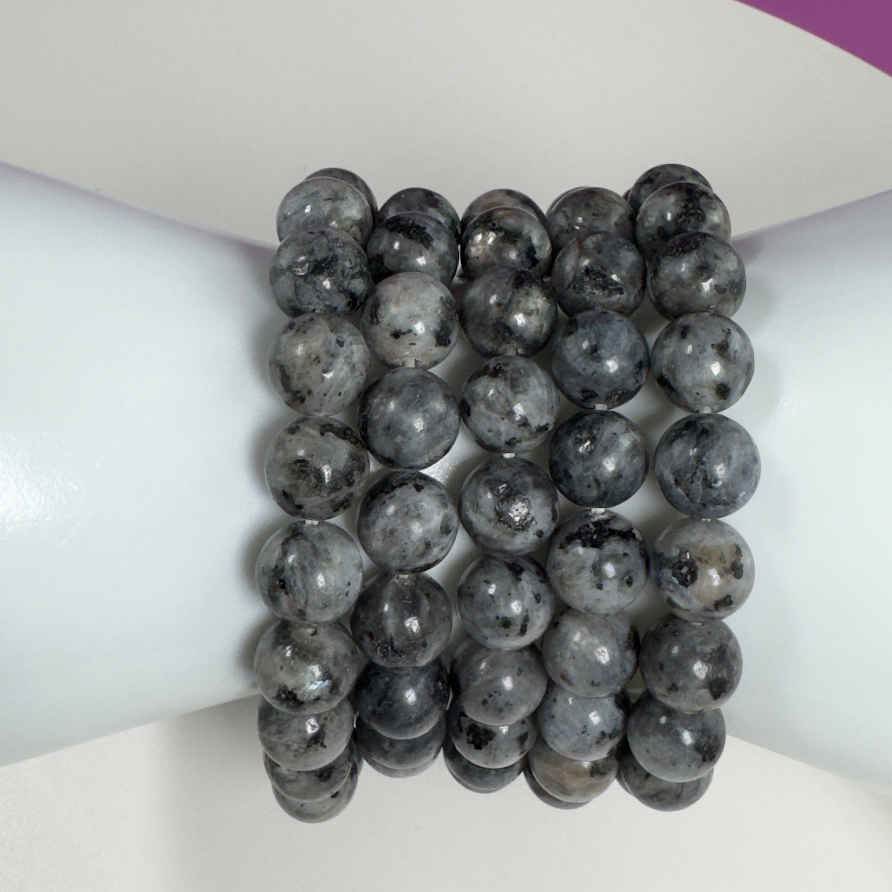 Larvikite Bracelet 10mm | Protective Grounding Crystal Bracelet | Flashy Norwegian Stone Jewelry