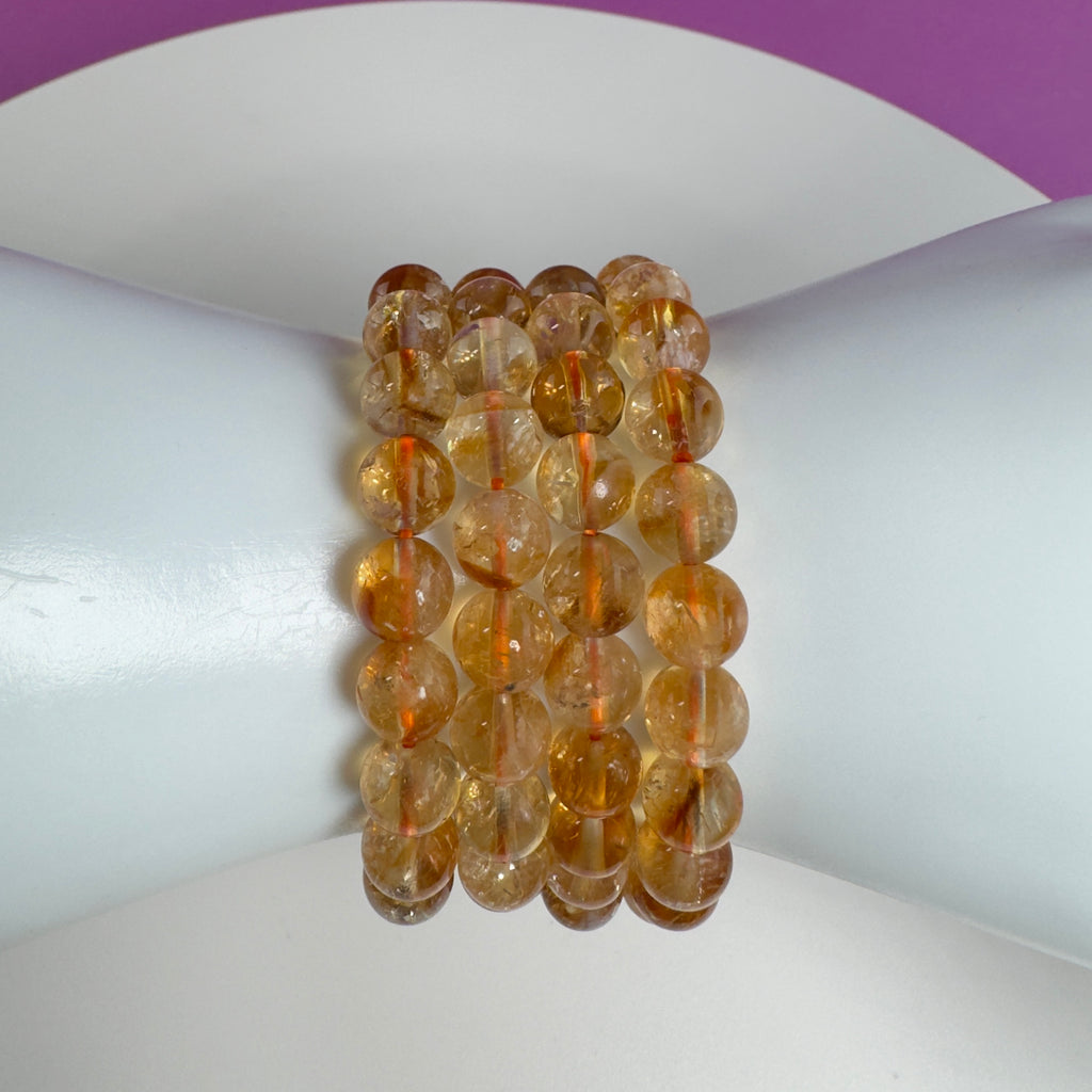 Citrine Crystal Bracelet 8mm Beads Abundance Prosperity Energy Jewelry