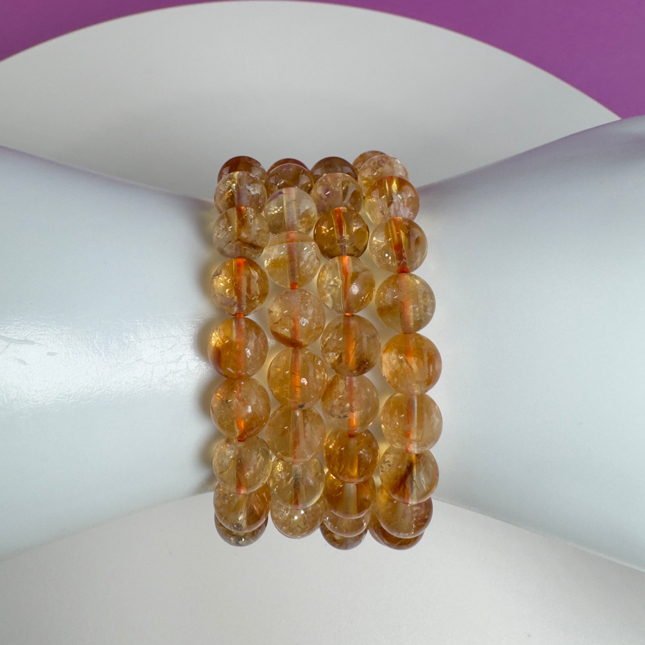 Citrine Crystal Bracelet 8mm Beads Abundance Prosperity Energy Jewelry