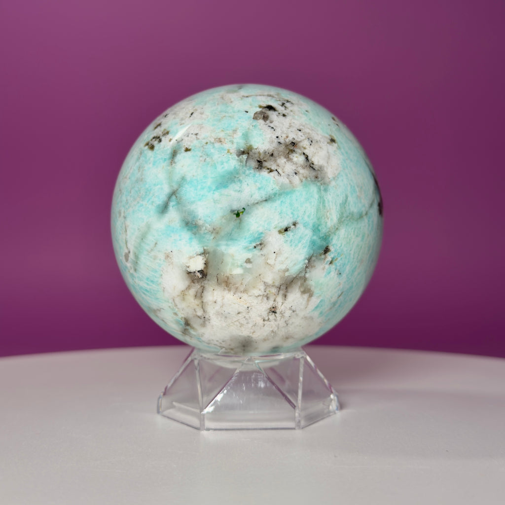 Amazonite Sphere with Acrylic Stand | Large Collector Crystal Display