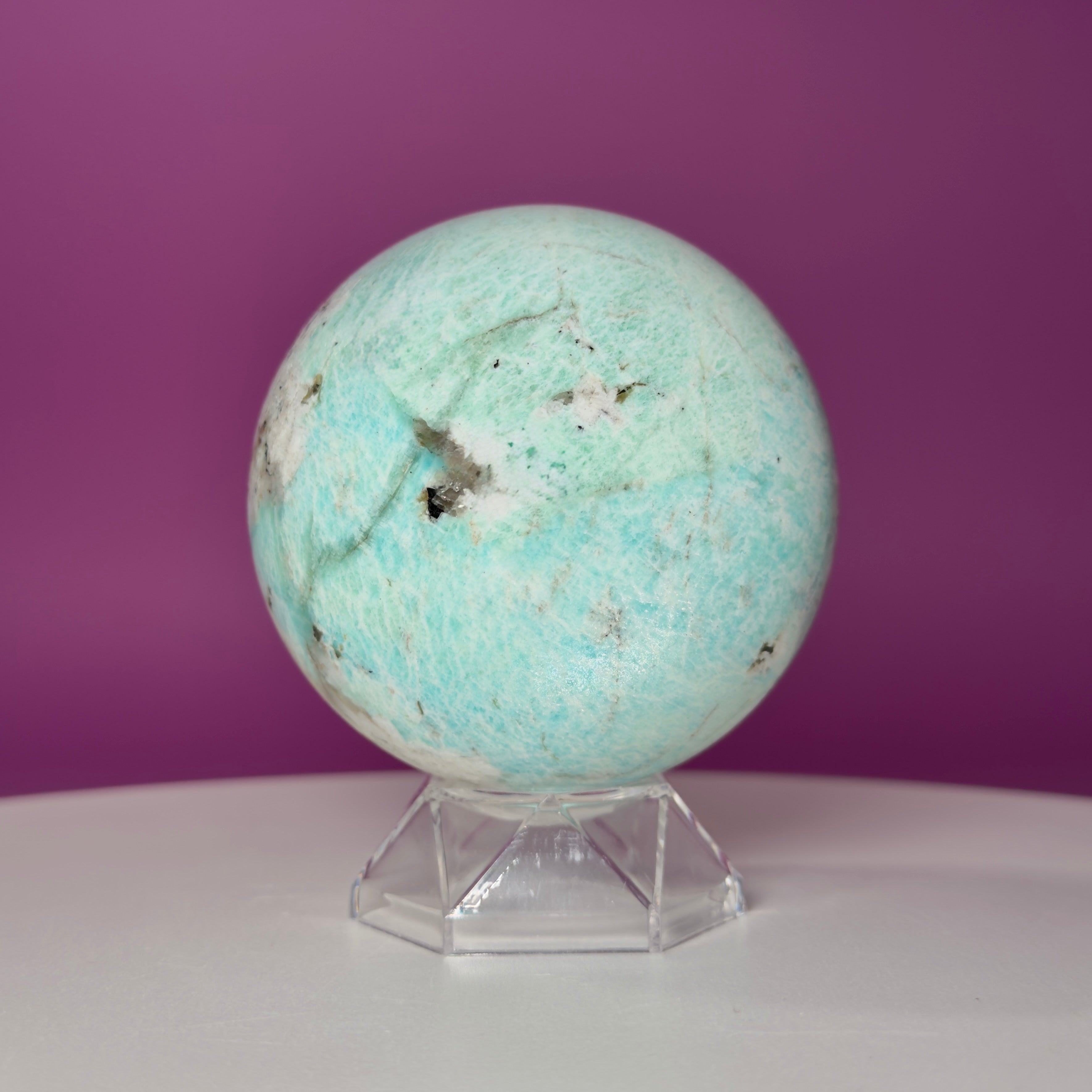 Amazonite Sphere with Acrylic Stand | Large Collector Crystal Display