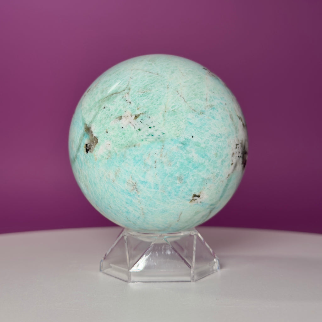 Amazonite Sphere with Acrylic Stand | Large Collector Crystal Display