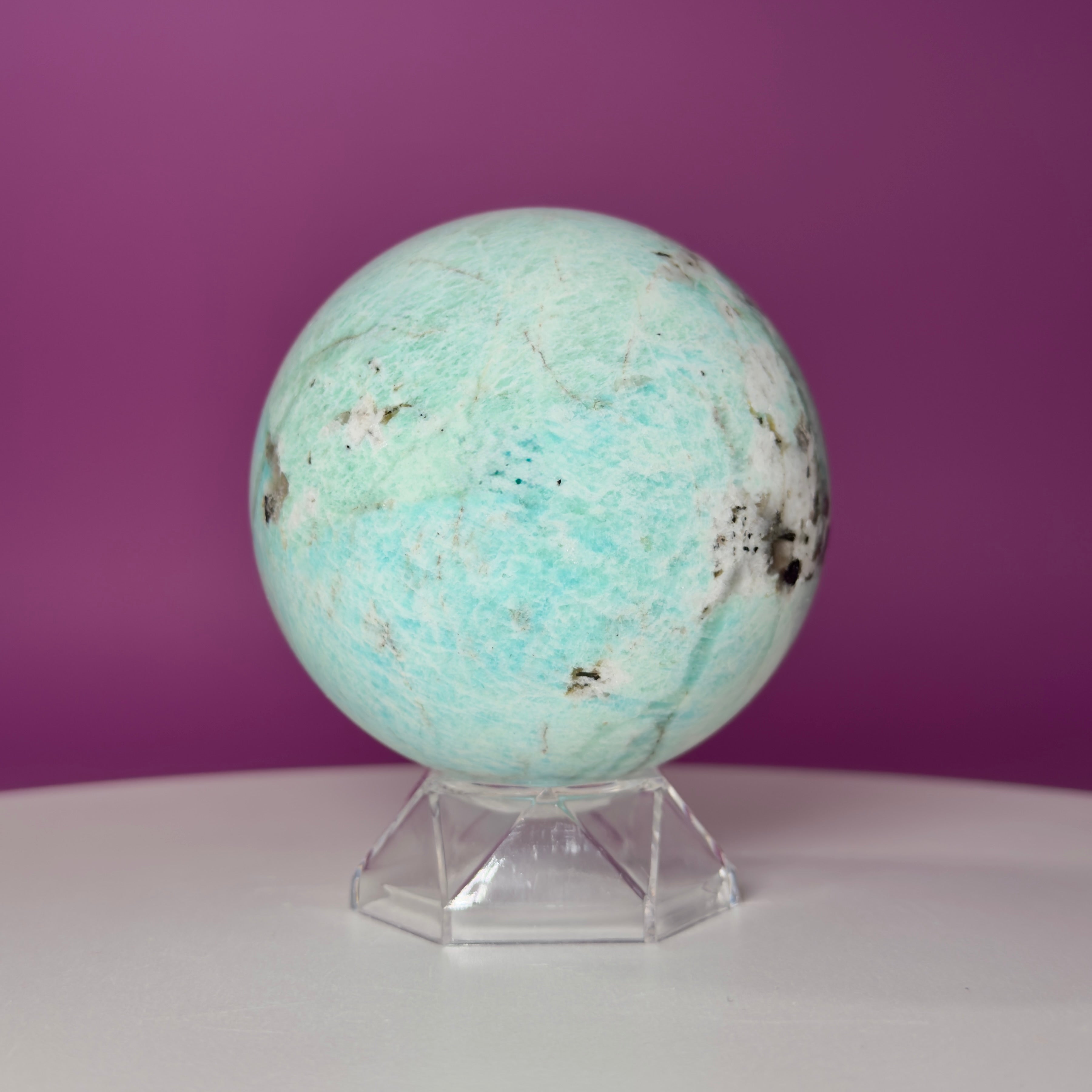 Amazonite Sphere with Acrylic Stand | Large Collector Crystal Display