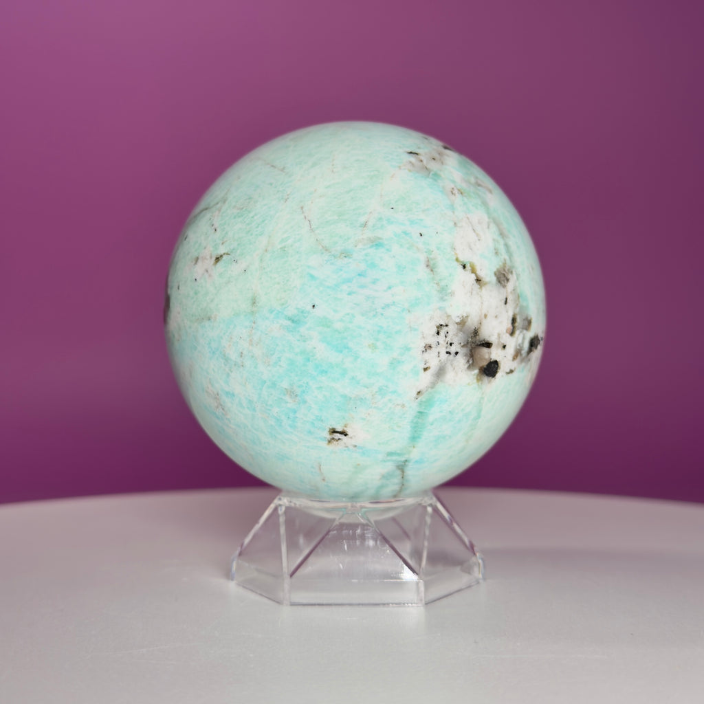 Amazonite Sphere with Acrylic Stand | Large Collector Crystal Display