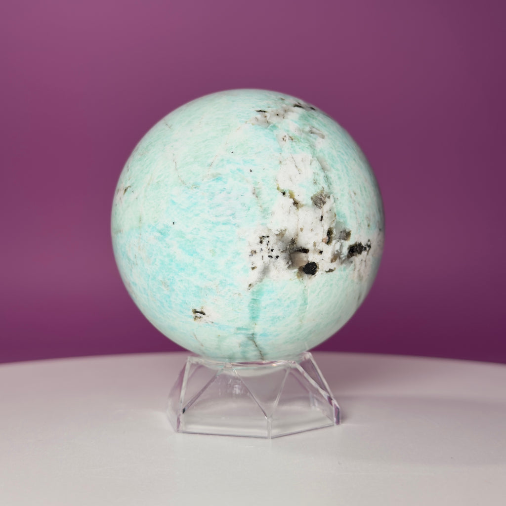 Amazonite Sphere with Acrylic Stand | Large Collector Crystal Display