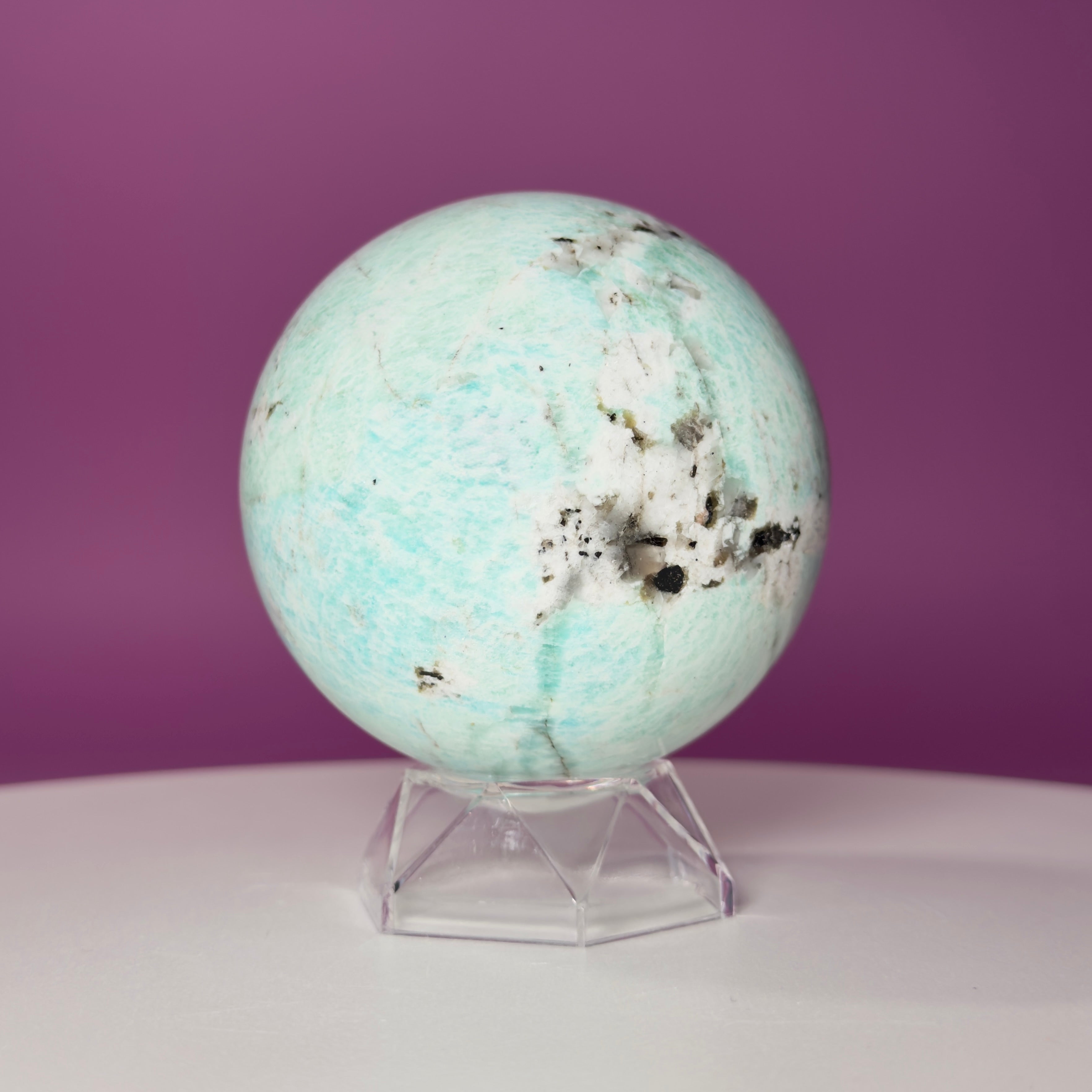 Amazonite Sphere with Acrylic Stand | Large Collector Crystal Display