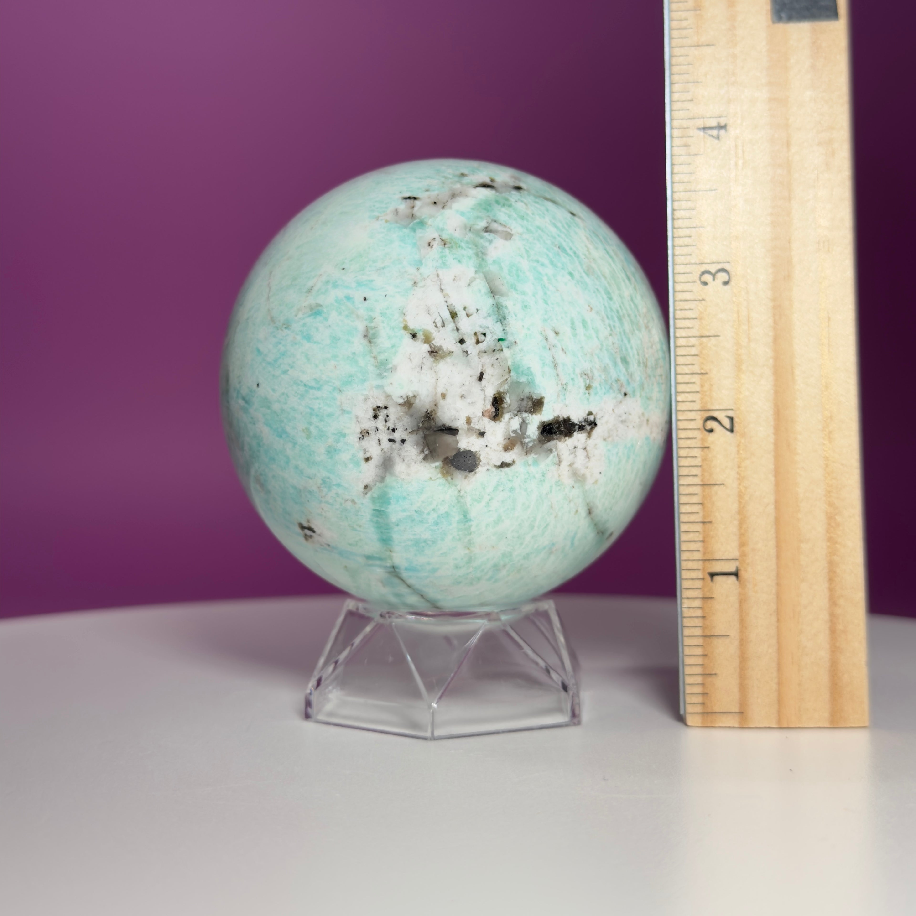 Amazonite Sphere with Acrylic Stand | Large Collector Crystal Display