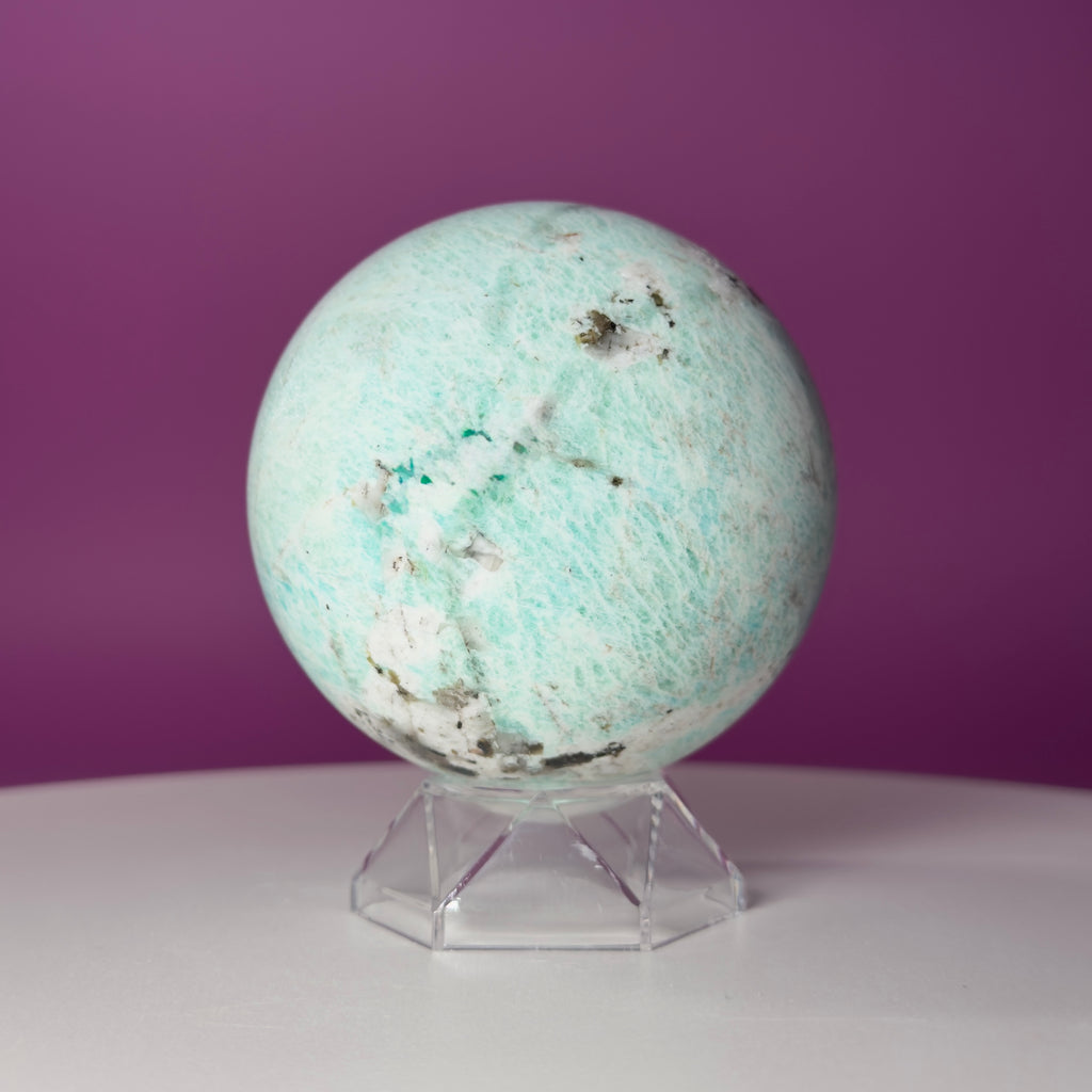 Amazonite Sphere with Acrylic Stand | Large Collector Crystal Display