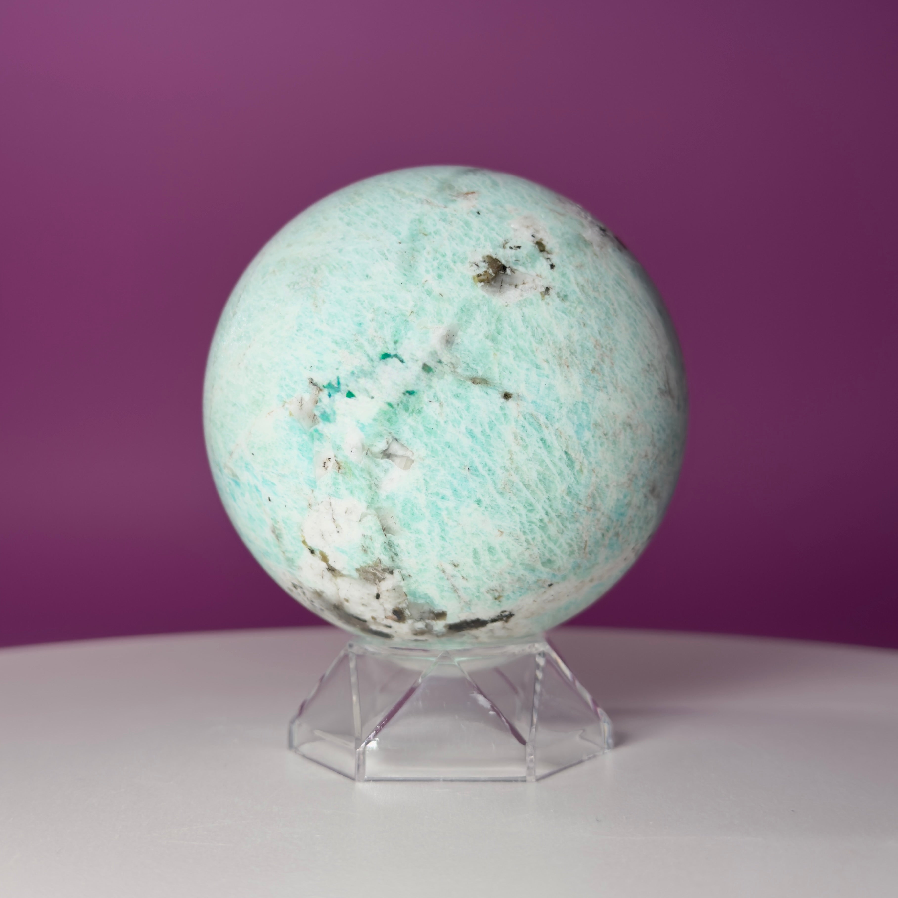 Amazonite Sphere with Acrylic Stand | Large Collector Crystal Display