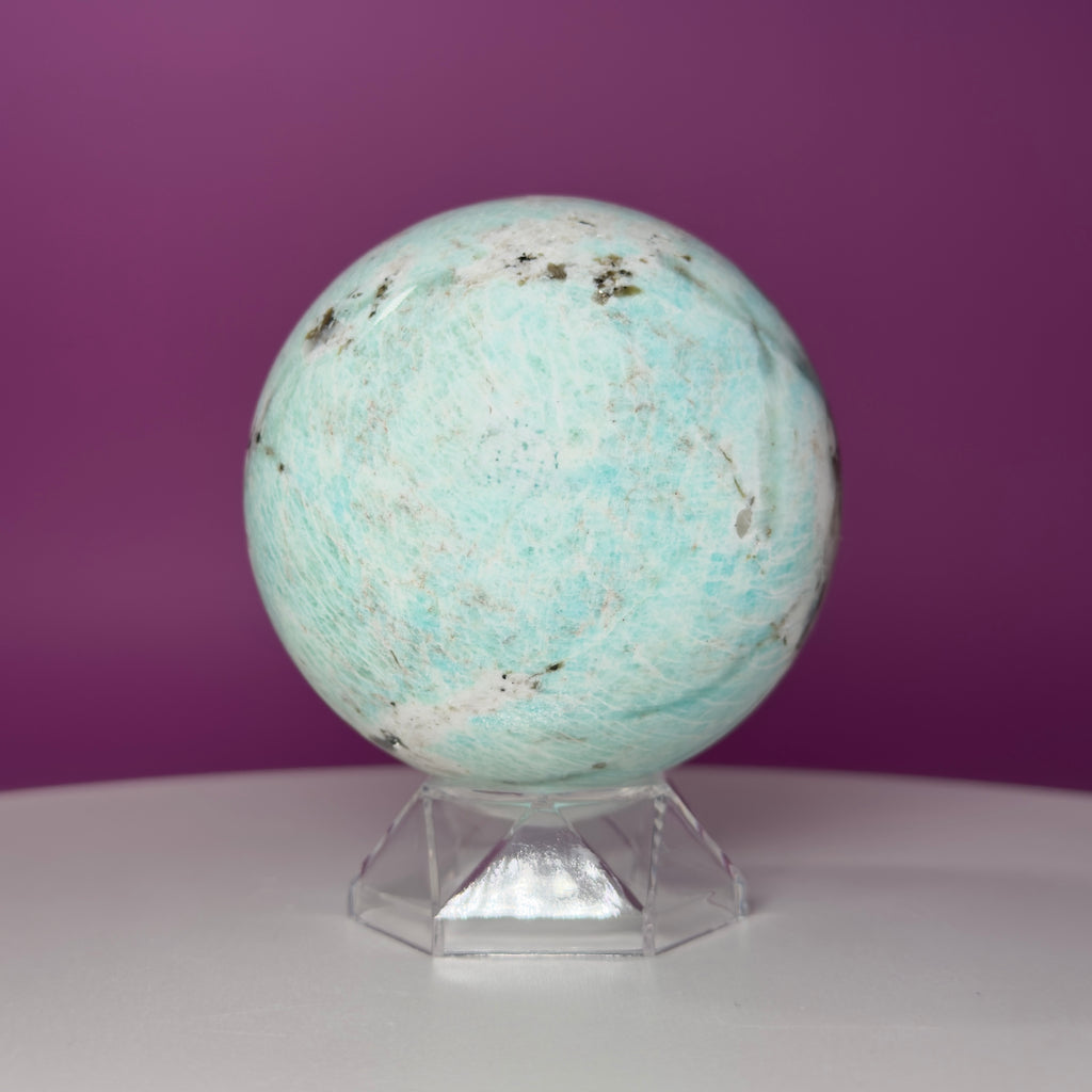 Amazonite Sphere with Acrylic Stand | Large Collector Crystal Display