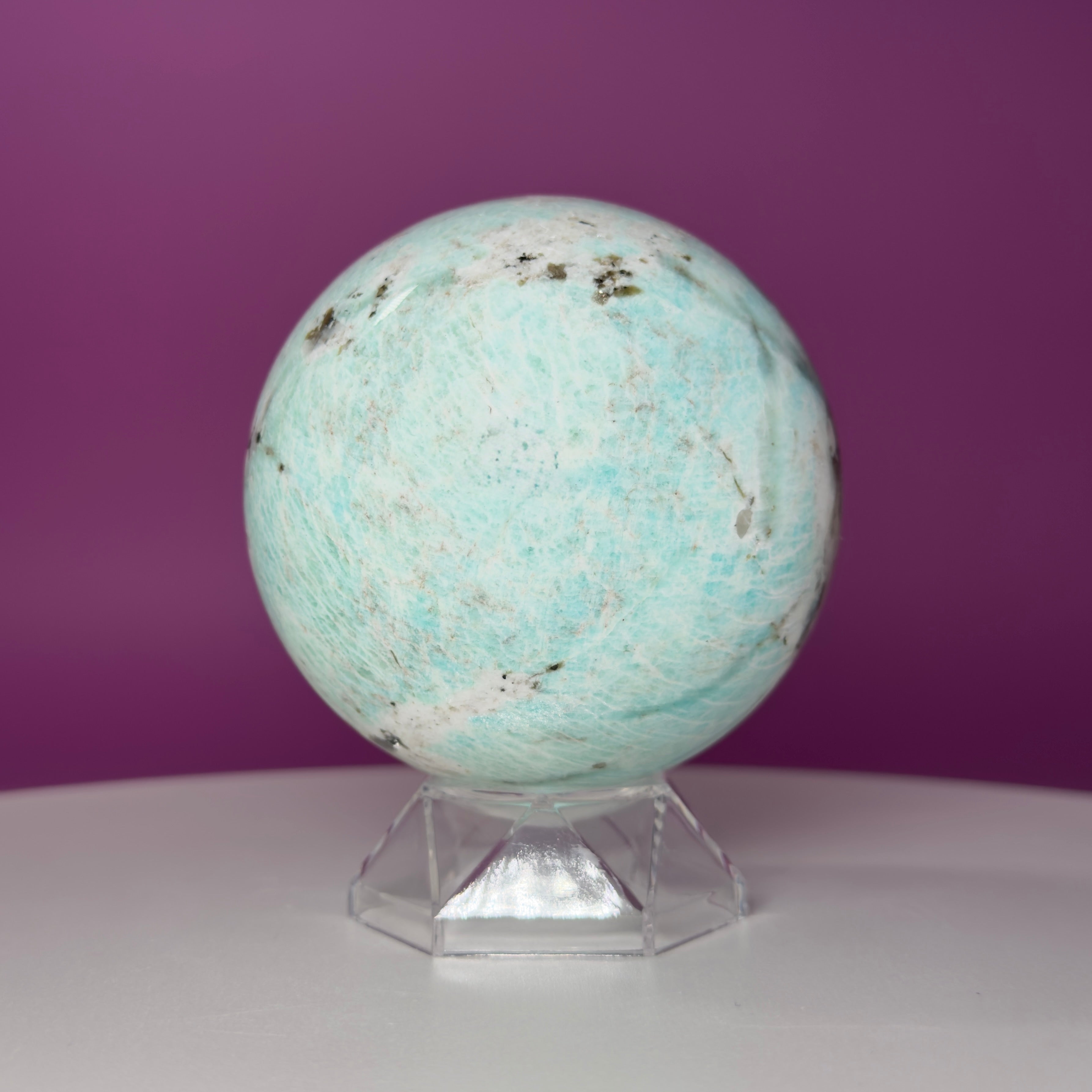 Amazonite Sphere with Acrylic Stand | Large Collector Crystal Display