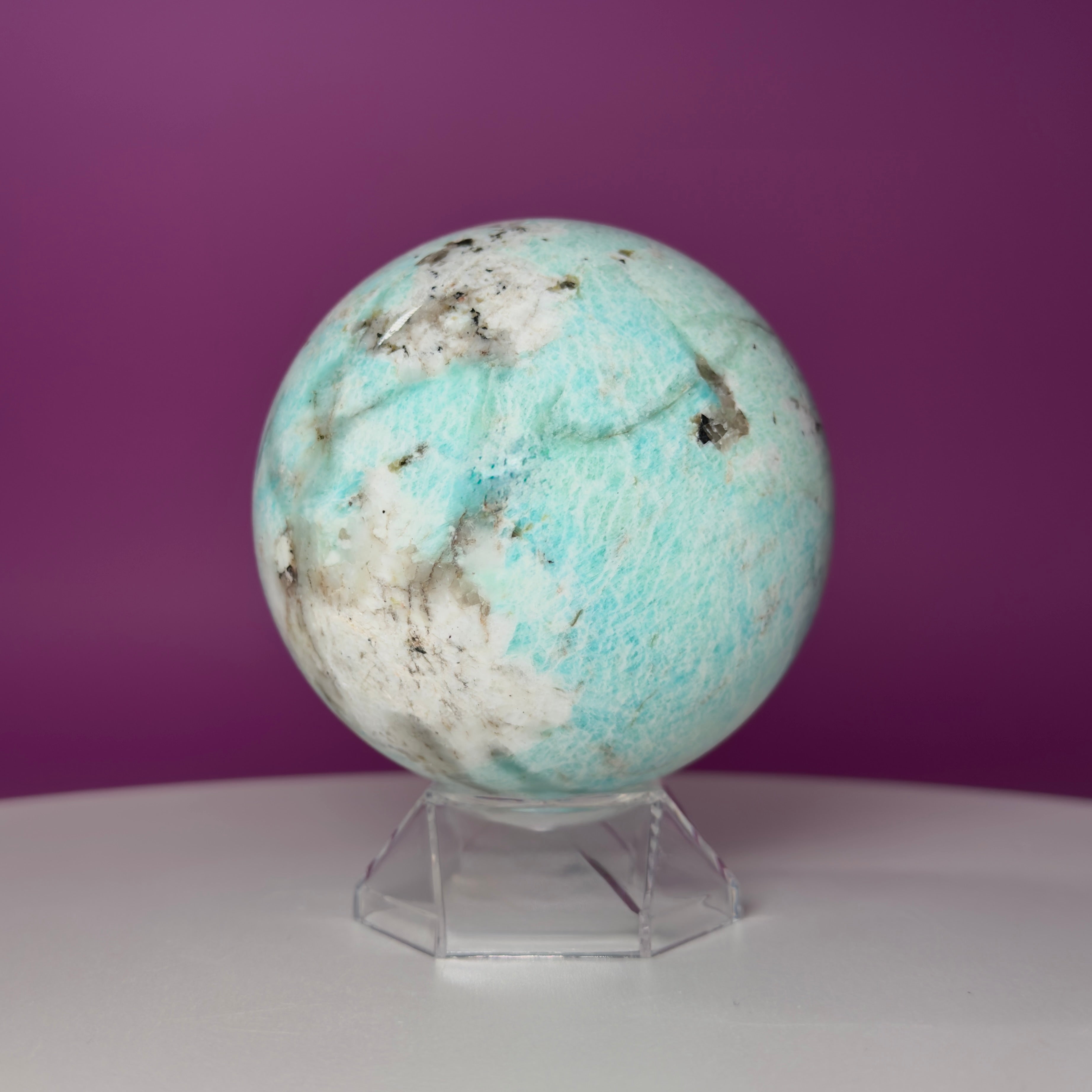 Amazonite Sphere with Acrylic Stand | Large Collector Crystal Display