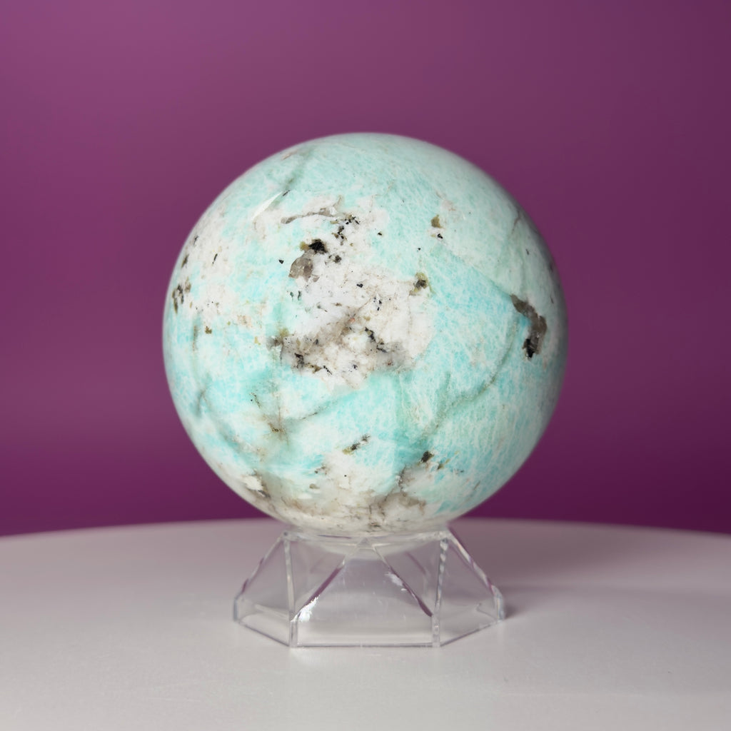 Amazonite Sphere with Acrylic Stand | Large Collector Crystal Display