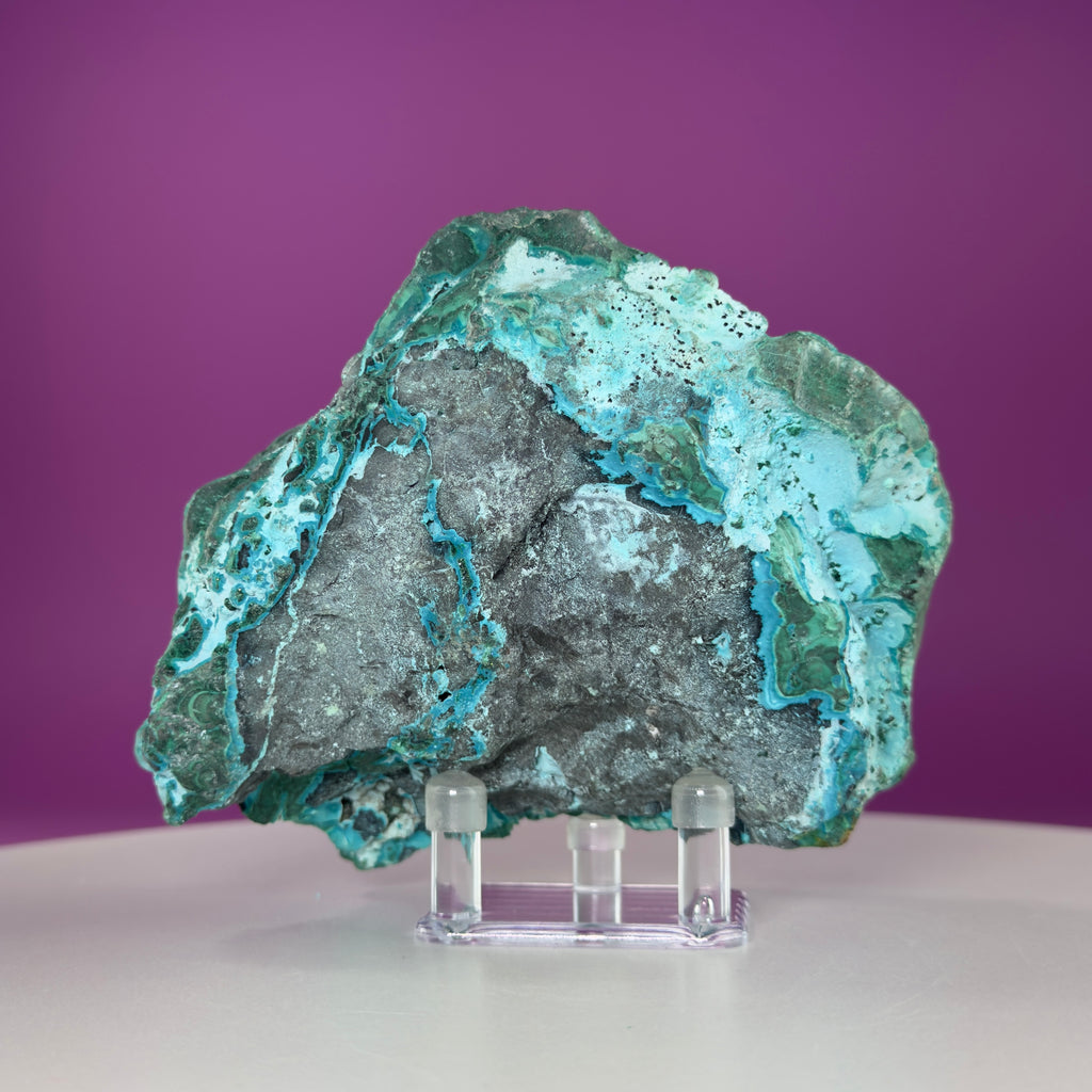 Chrysocolla Malachite Mineral Specimen | Collector Crystal Display