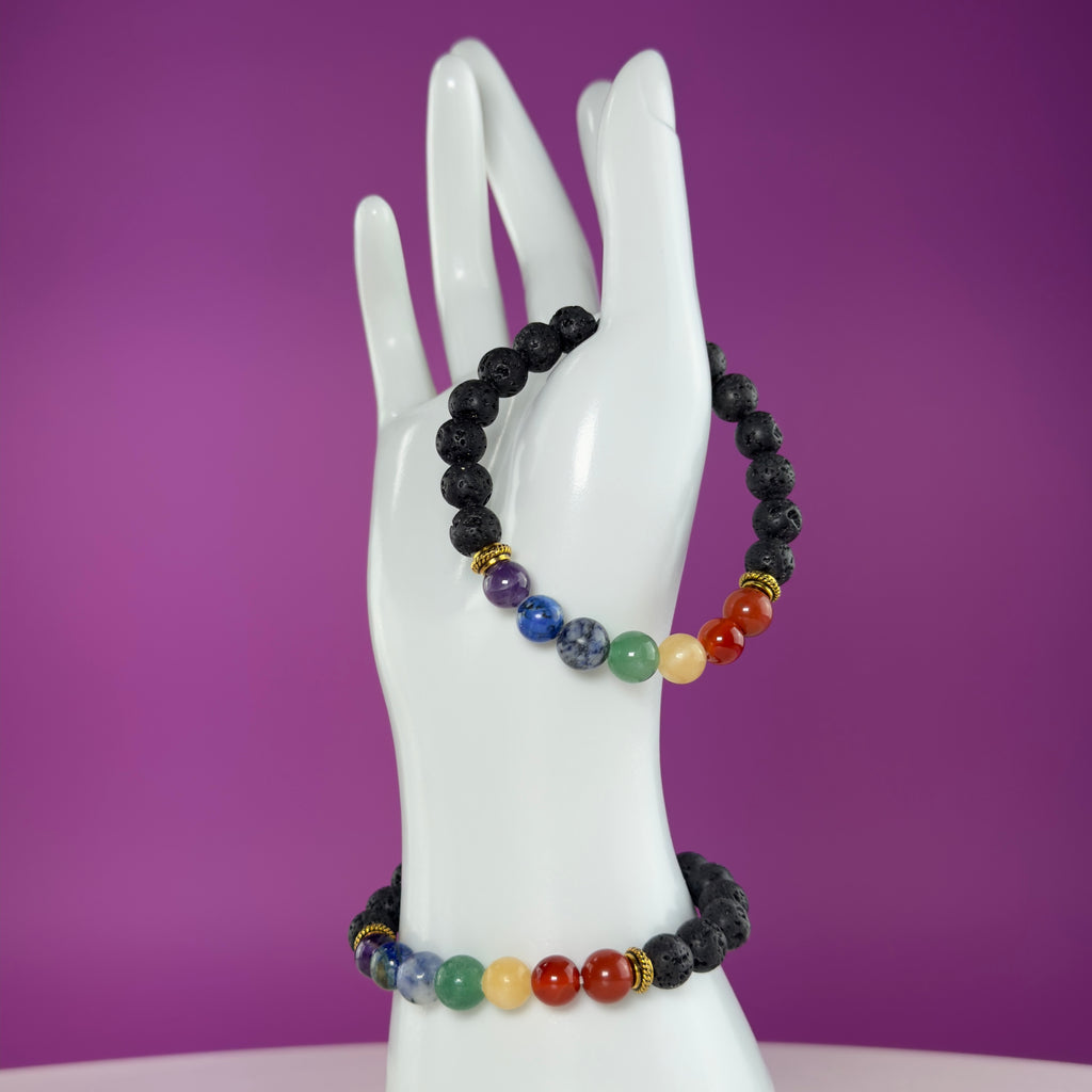 Lava Chakra Bracelet | 8mm Crystal Beaded Bracelet for Balance & Grounding