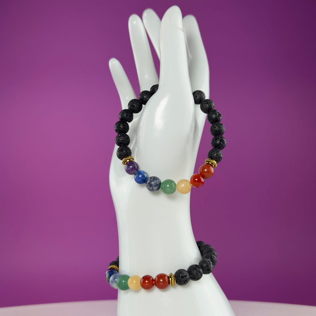 Lava Chakra Bracelet | 8mm Crystal Beaded Bracelet for Balance & Grounding