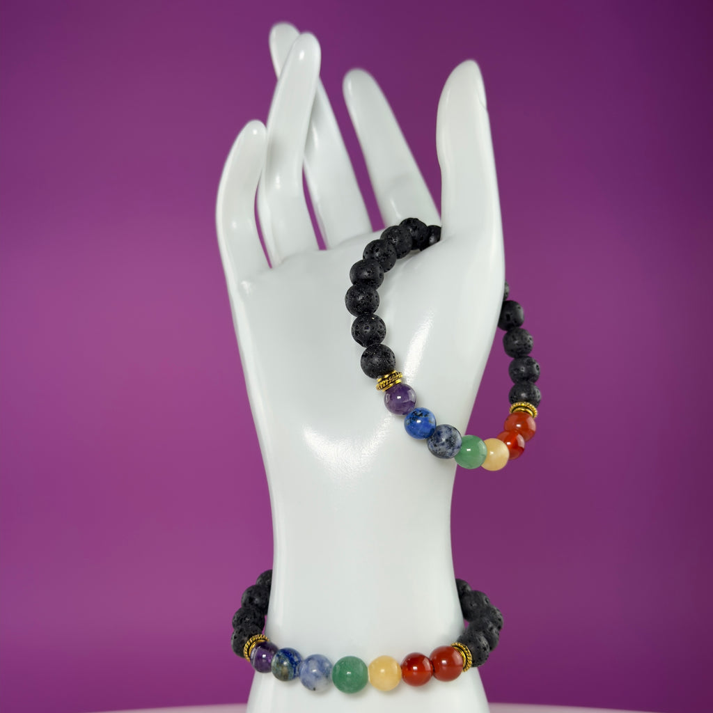 Lava Chakra Bracelet | 8mm Crystal Beaded Bracelet for Balance & Grounding