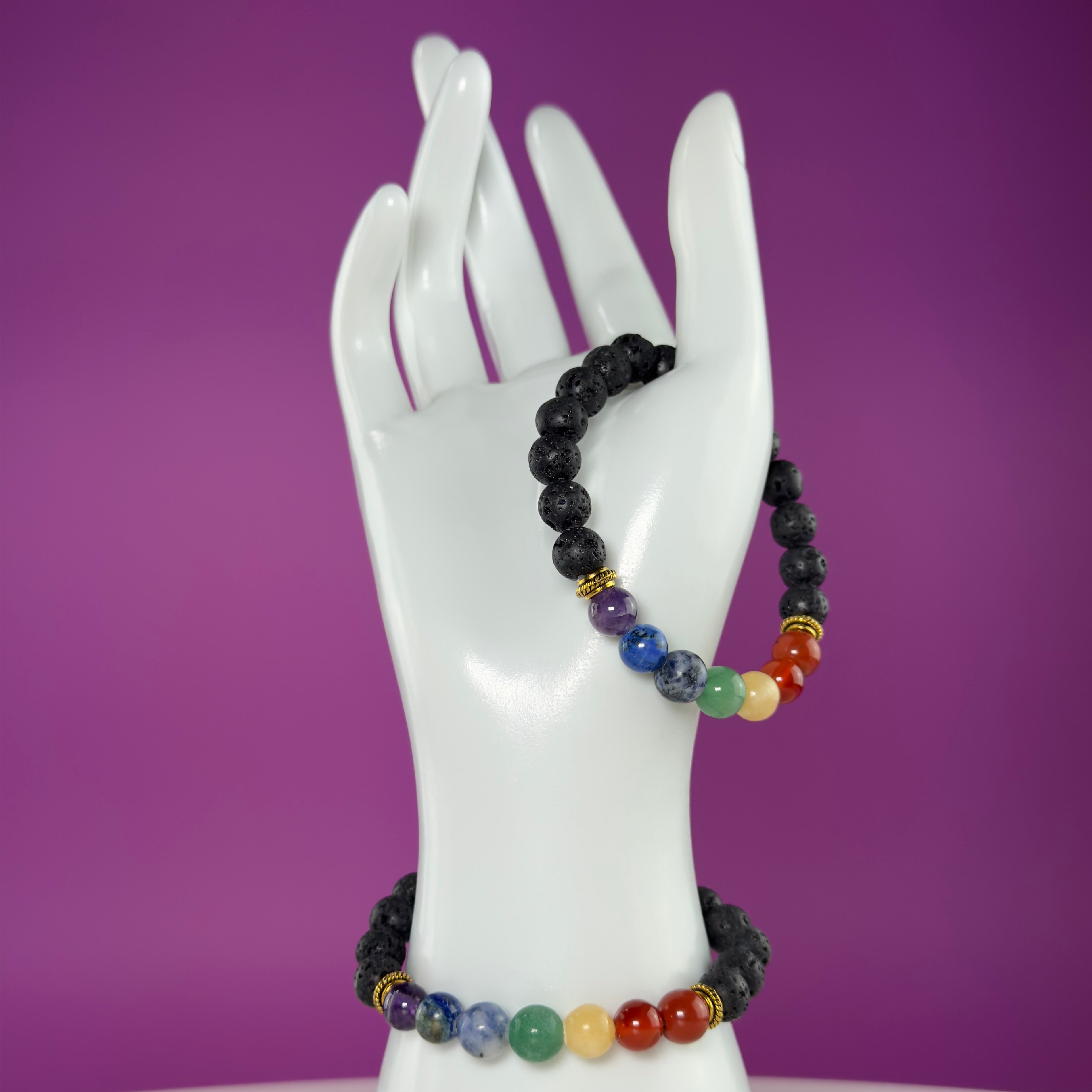 Lava Chakra Bracelet | 8mm Crystal Beaded Bracelet for Balance & Grounding