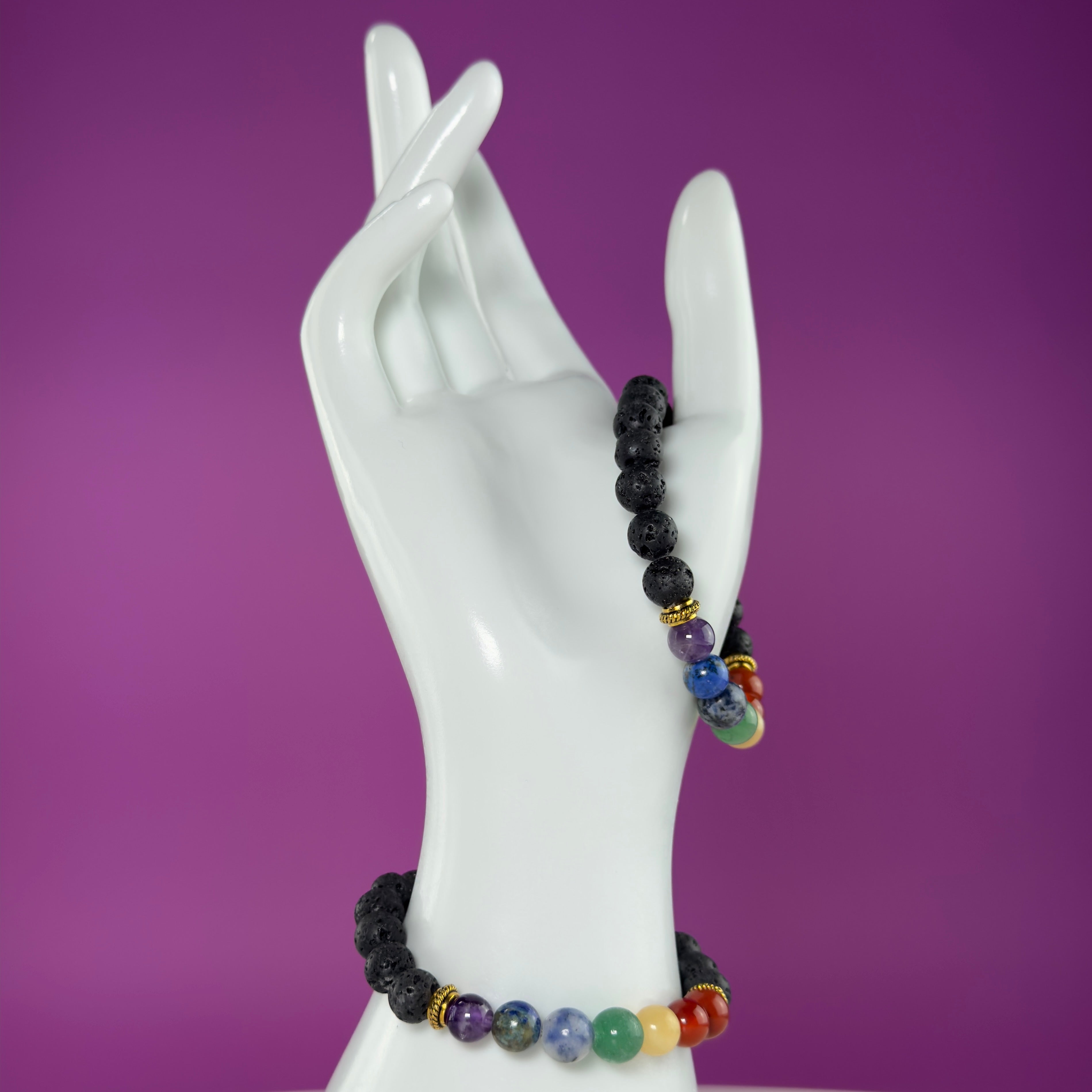 Lava Chakra Bracelet | 8mm Crystal Beaded Bracelet for Balance & Grounding