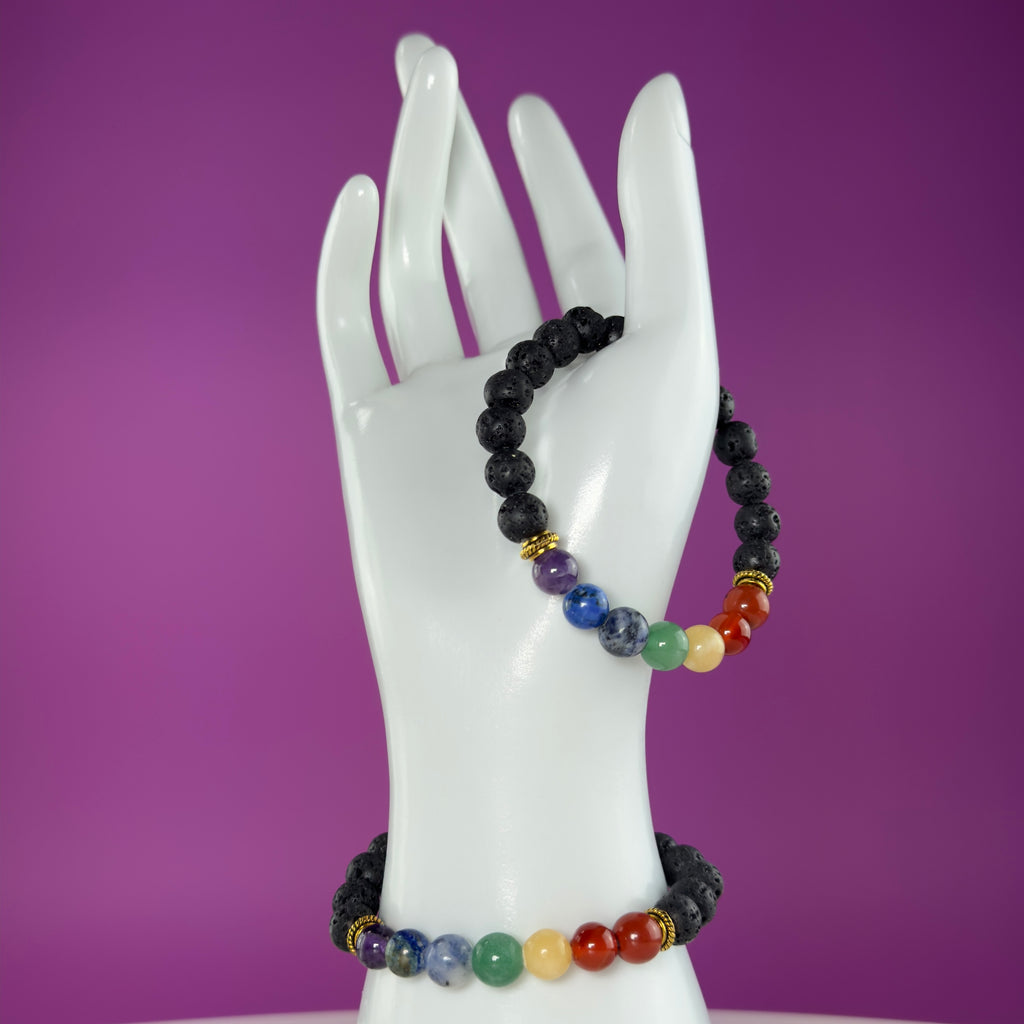 Lava Chakra Bracelet | 8mm Crystal Beaded Bracelet for Balance & Grounding