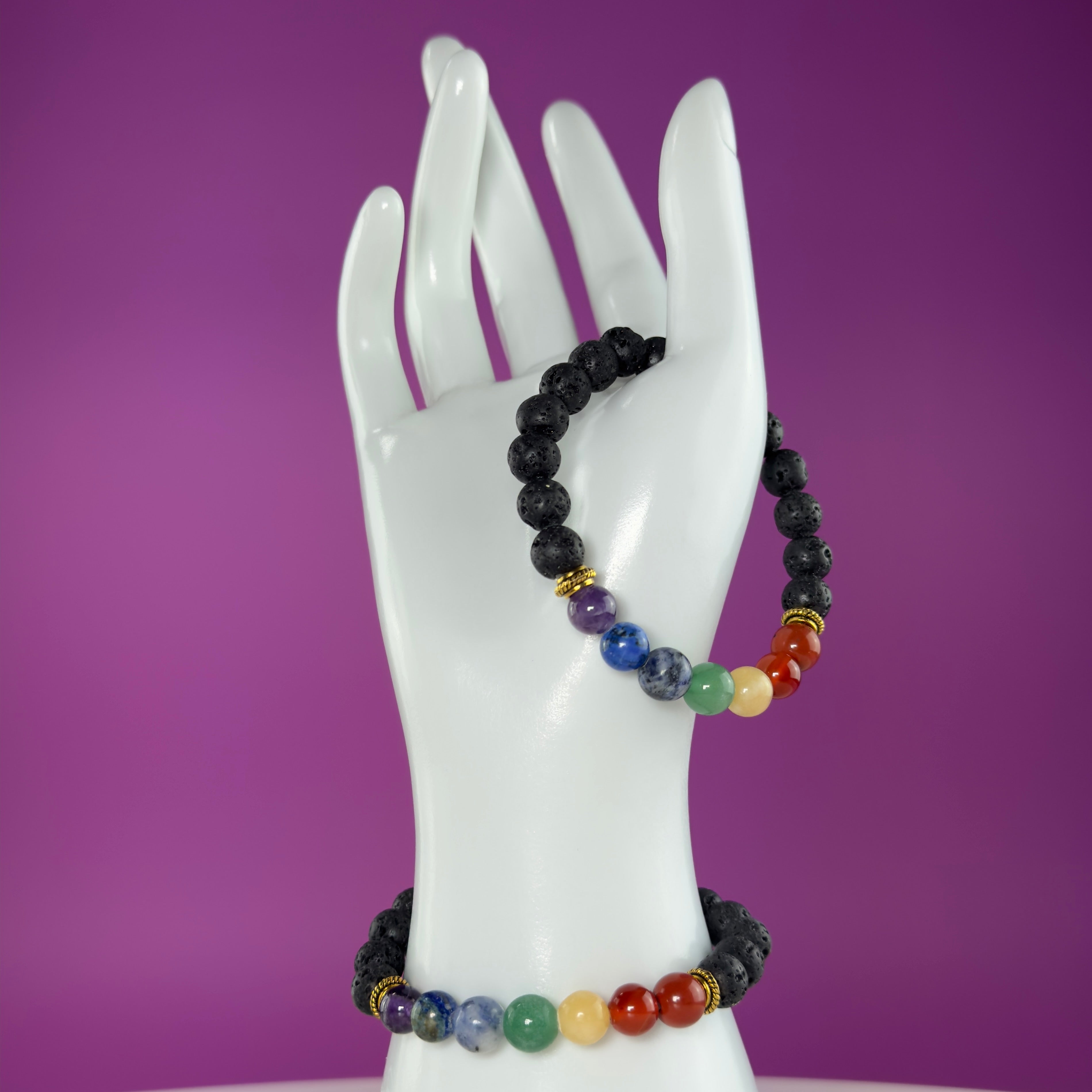 Lava Chakra Bracelet | 8mm Crystal Beaded Bracelet for Balance & Grounding