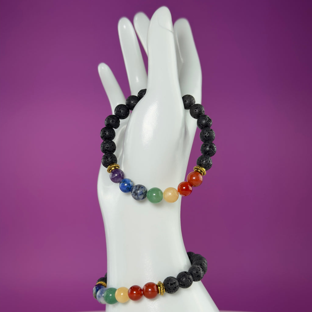 Lava Chakra Bracelet | 8mm Crystal Beaded Bracelet for Balance & Grounding