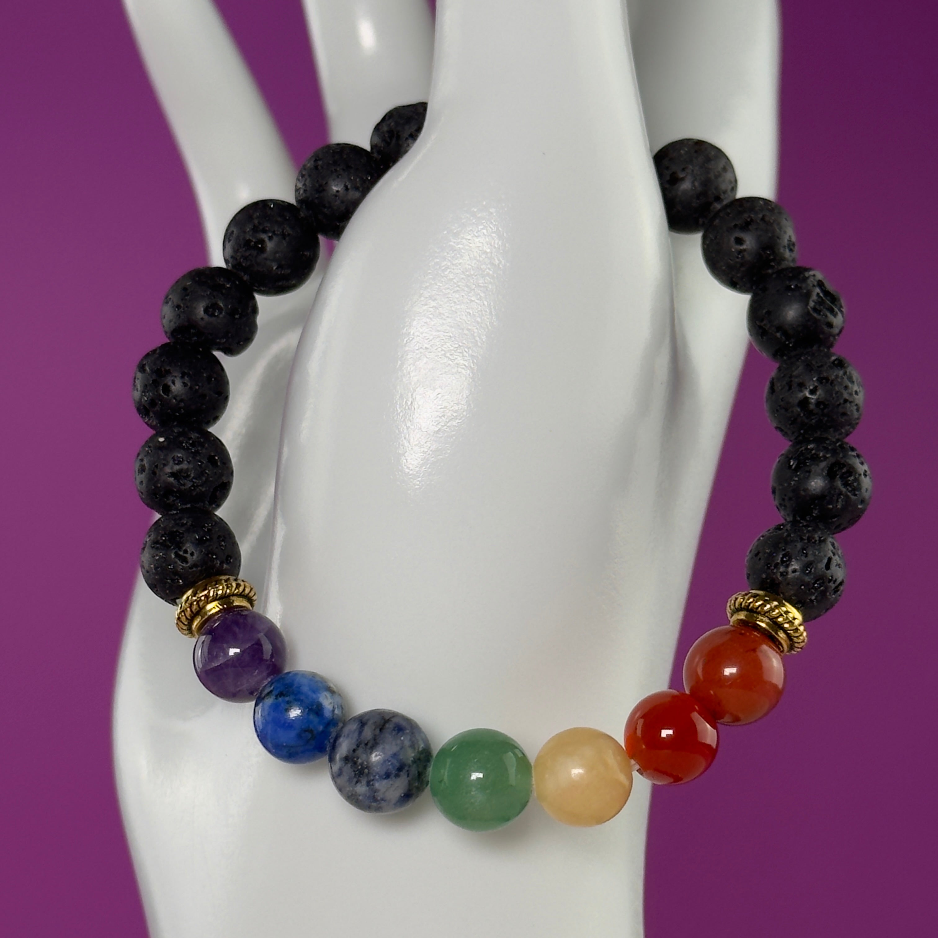 Lava Chakra Bracelet | 8mm Crystal Beaded Bracelet for Balance & Grounding
