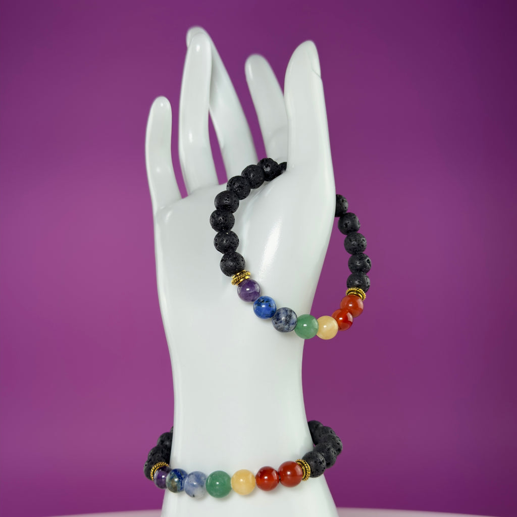 Lava Chakra Bracelet | 8mm Crystal Beaded Bracelet for Balance & Grounding