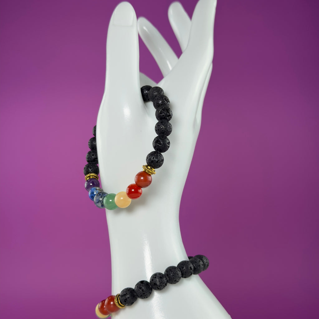 Lava Chakra Bracelet | 8mm Crystal Beaded Bracelet for Balance & Grounding