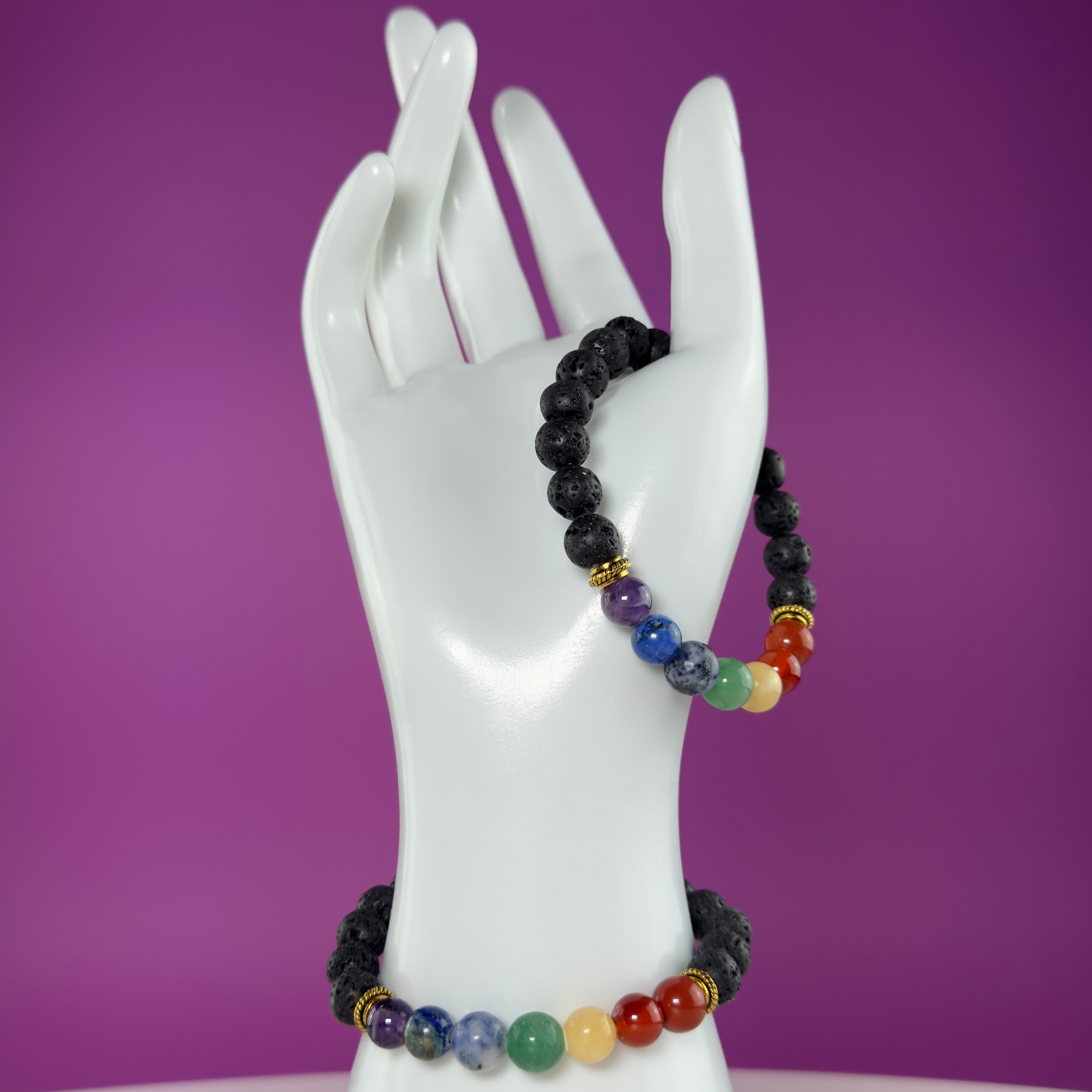 Lava Chakra Bracelet | 8mm Crystal Beaded Bracelet for Balance & Grounding