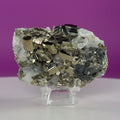 Chalcopyrite on Quartz w Acrylic Display Stand