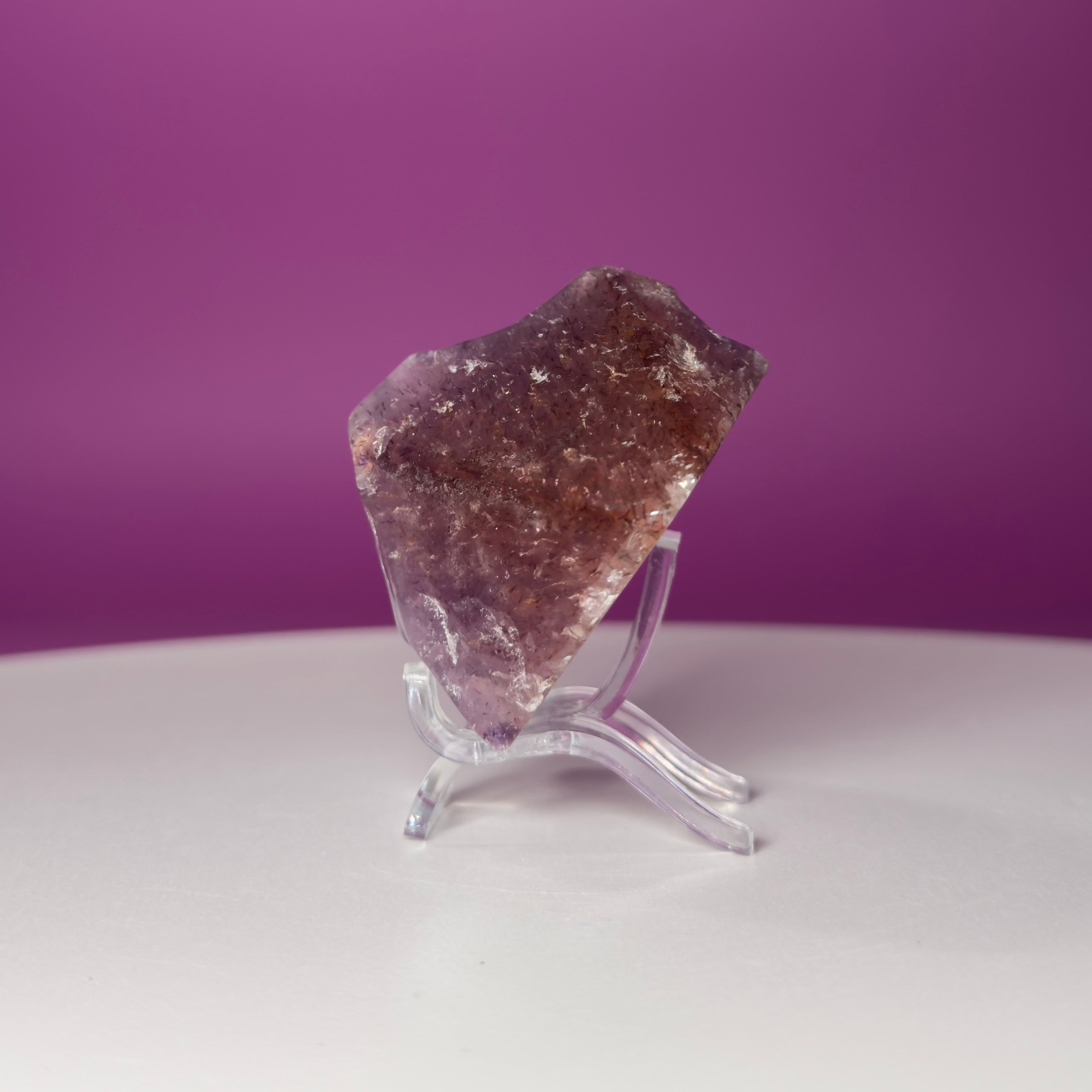 Super 7 Polished Specimen on Acrylic Stand | Brazilian Crystal Display