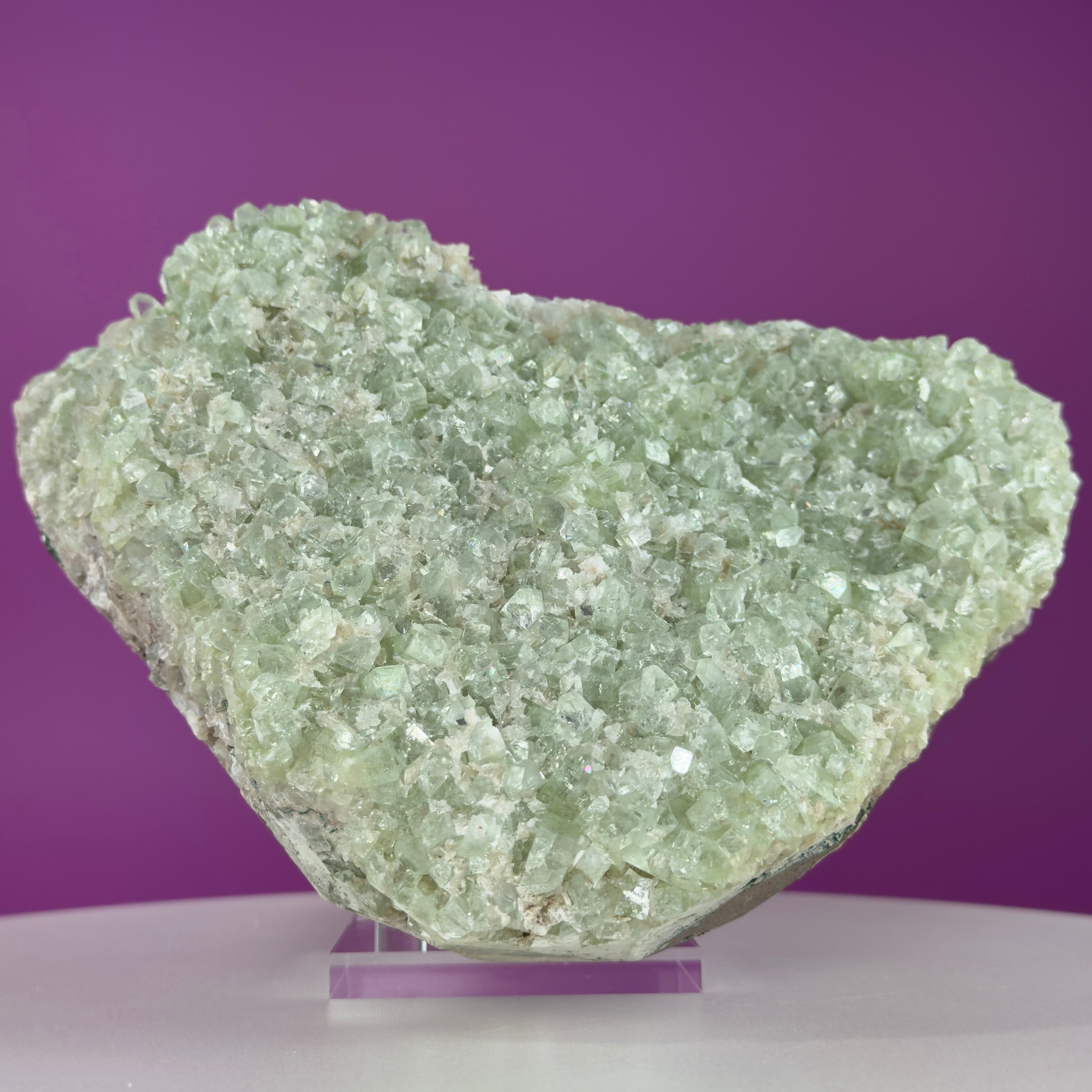 Large Zeolite Apophyllite Statement Cluster with Stand, 8+ Pounds