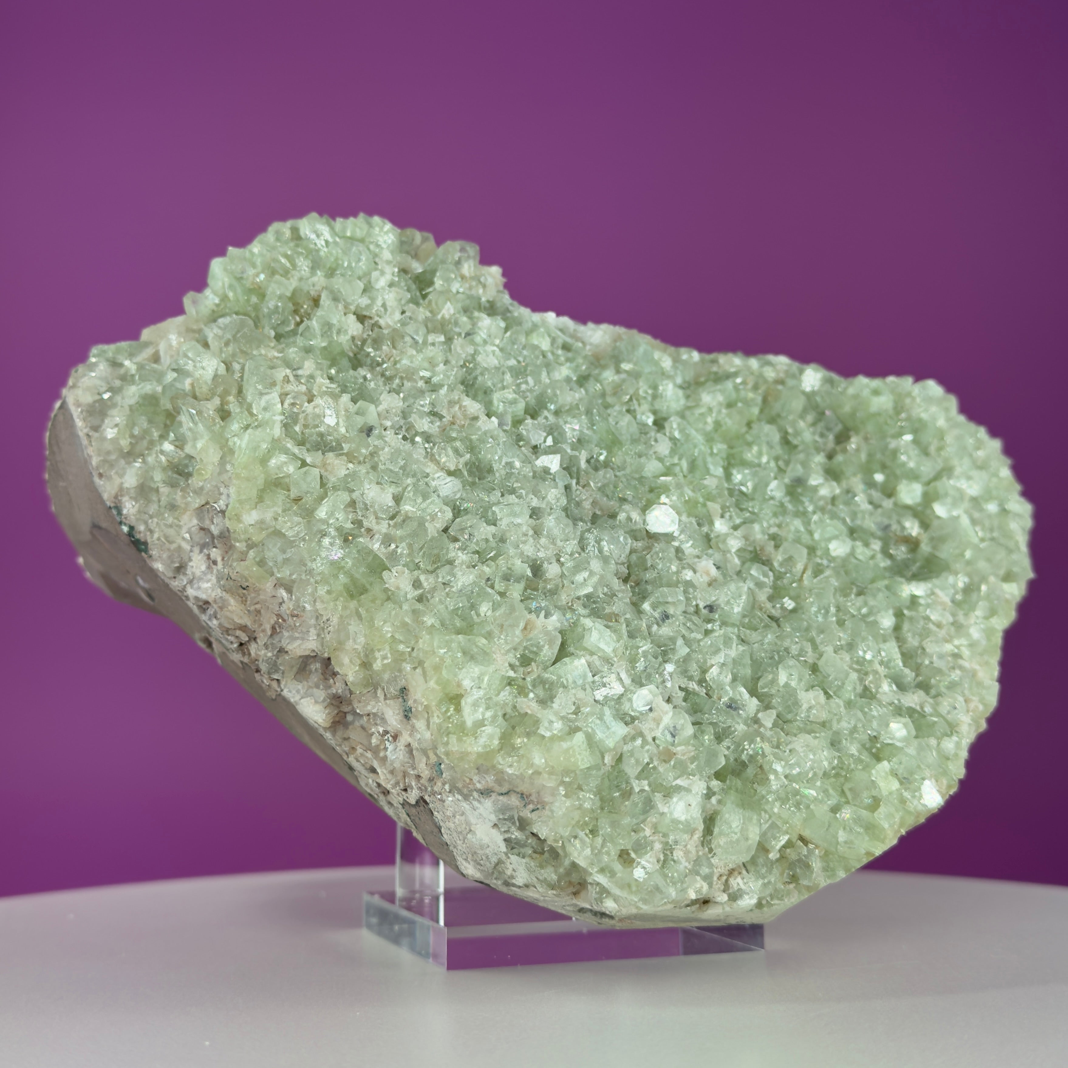Large Zeolite Apophyllite Statement Cluster with Stand, 8+ Pounds