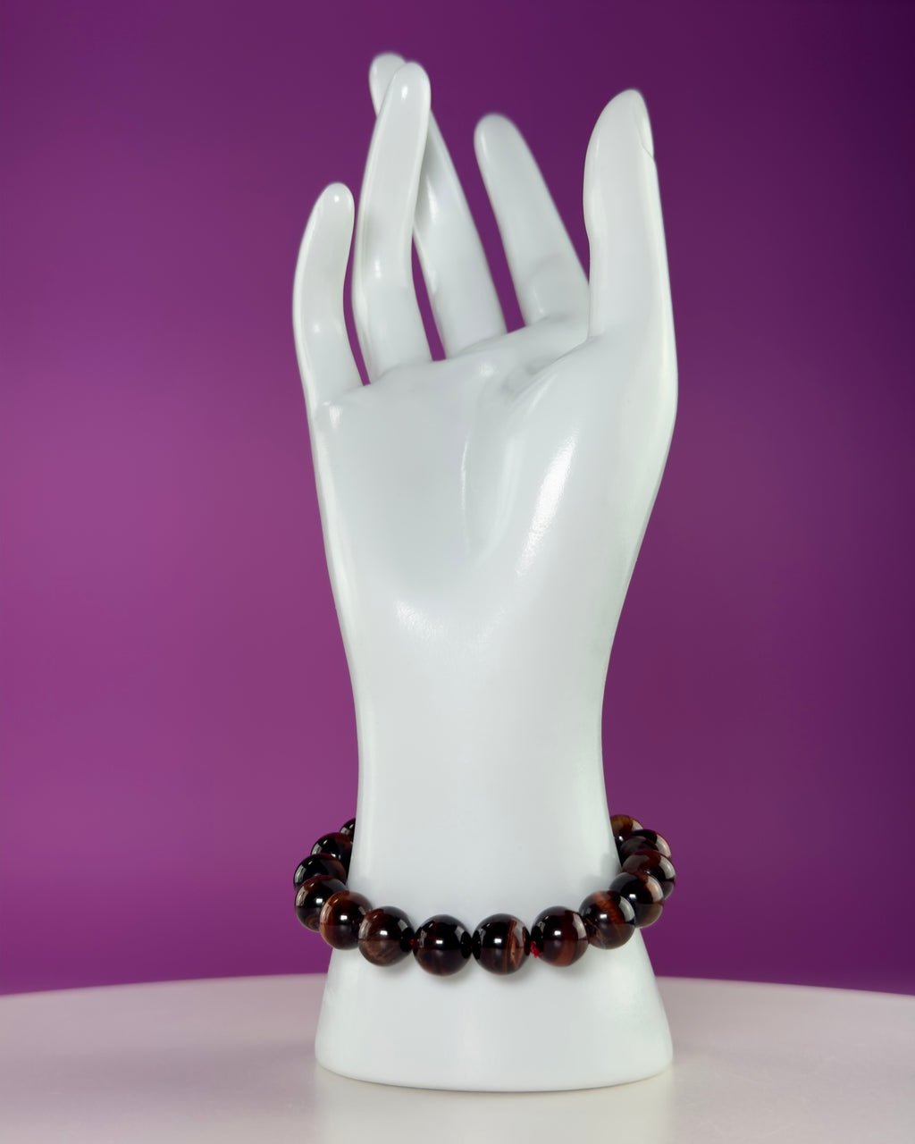 Red Tiger Eye Bracelet 10mm Beaded Crystal Stretch Bracelet