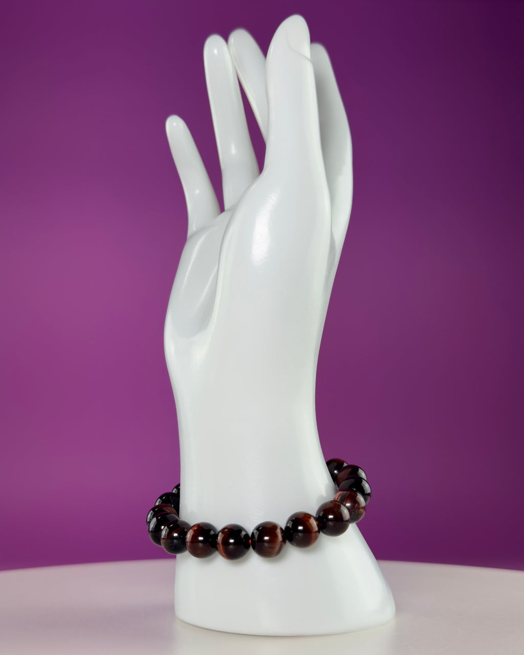 Red Tiger Eye Bracelet 10mm Beaded Crystal Stretch Bracelet
