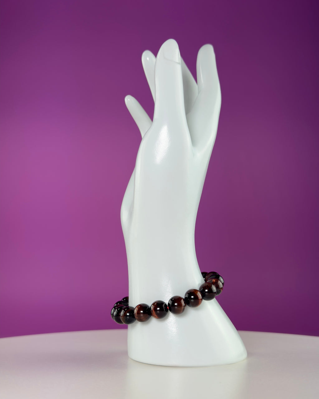 Red Tiger Eye Bracelet 10mm Beaded Crystal Stretch Bracelet