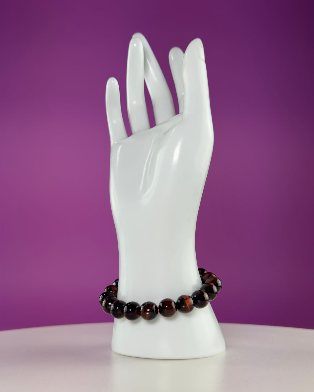 Red Tiger Eye Bracelet 10mm Beaded Crystal Stretch Bracelet