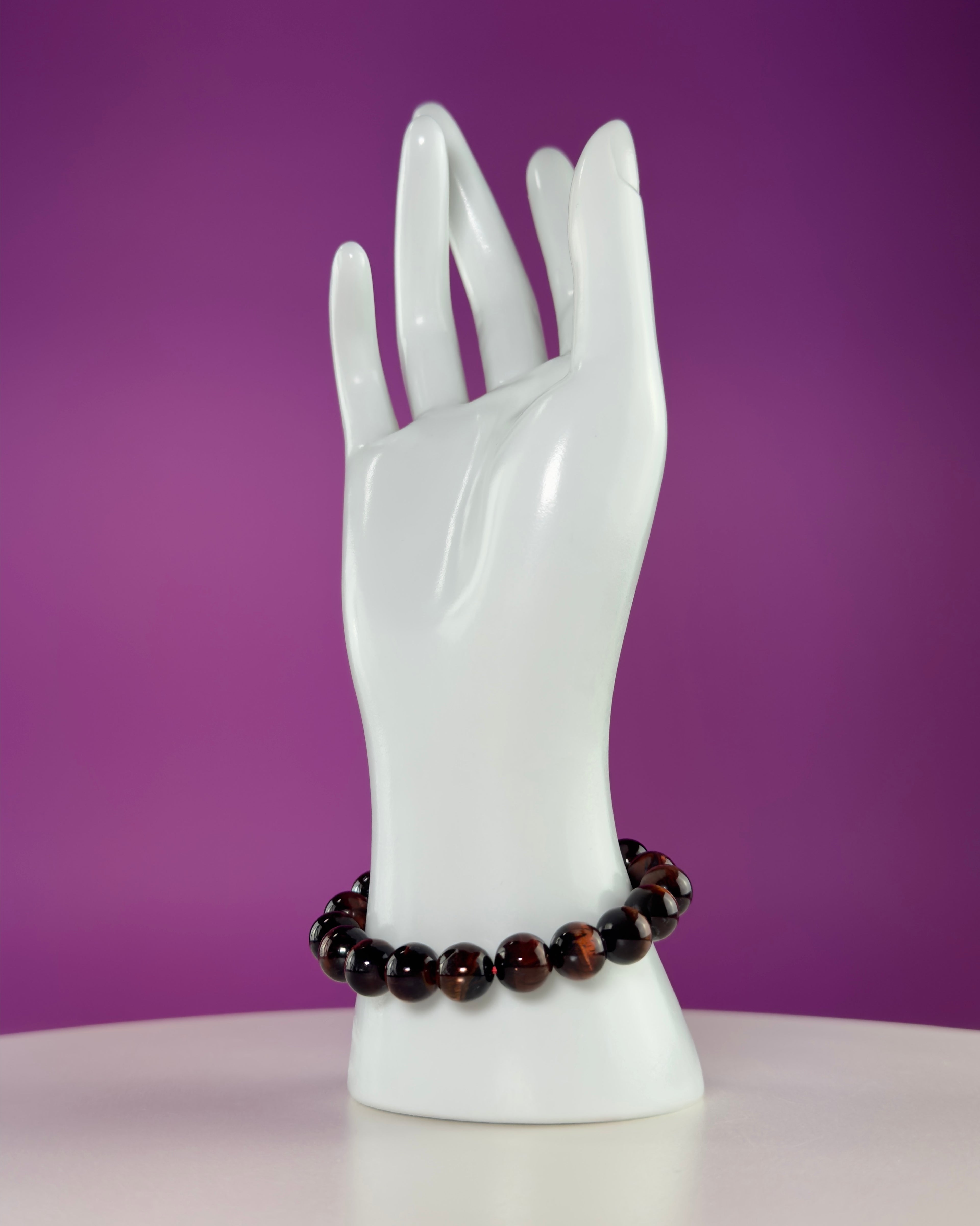 Red Tiger Eye Bracelet 10mm Beaded Crystal Stretch Bracelet