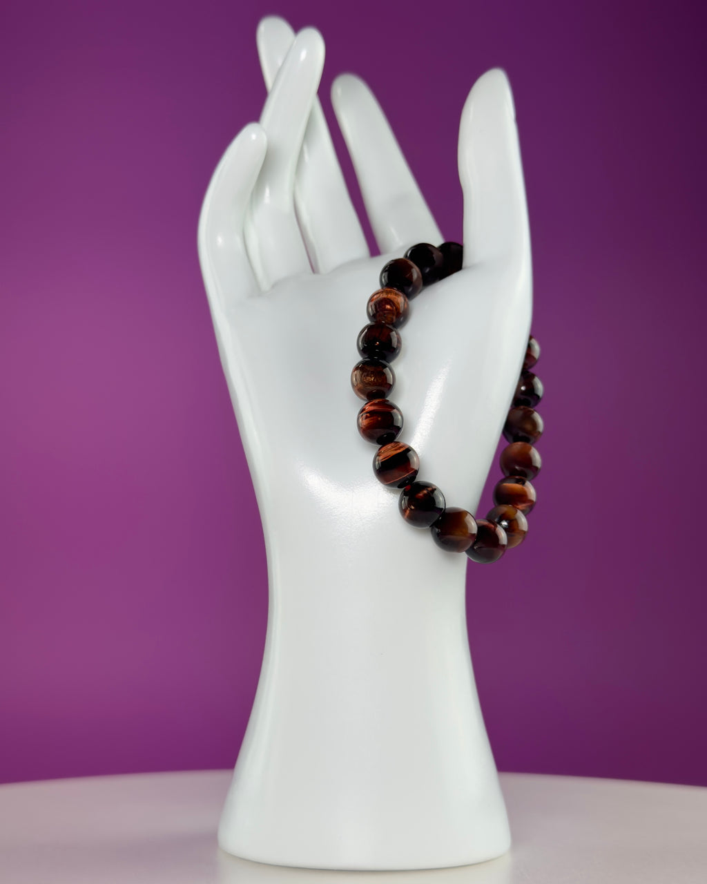 Red Tiger Eye Bracelet 10mm Beaded Crystal Stretch Bracelet
