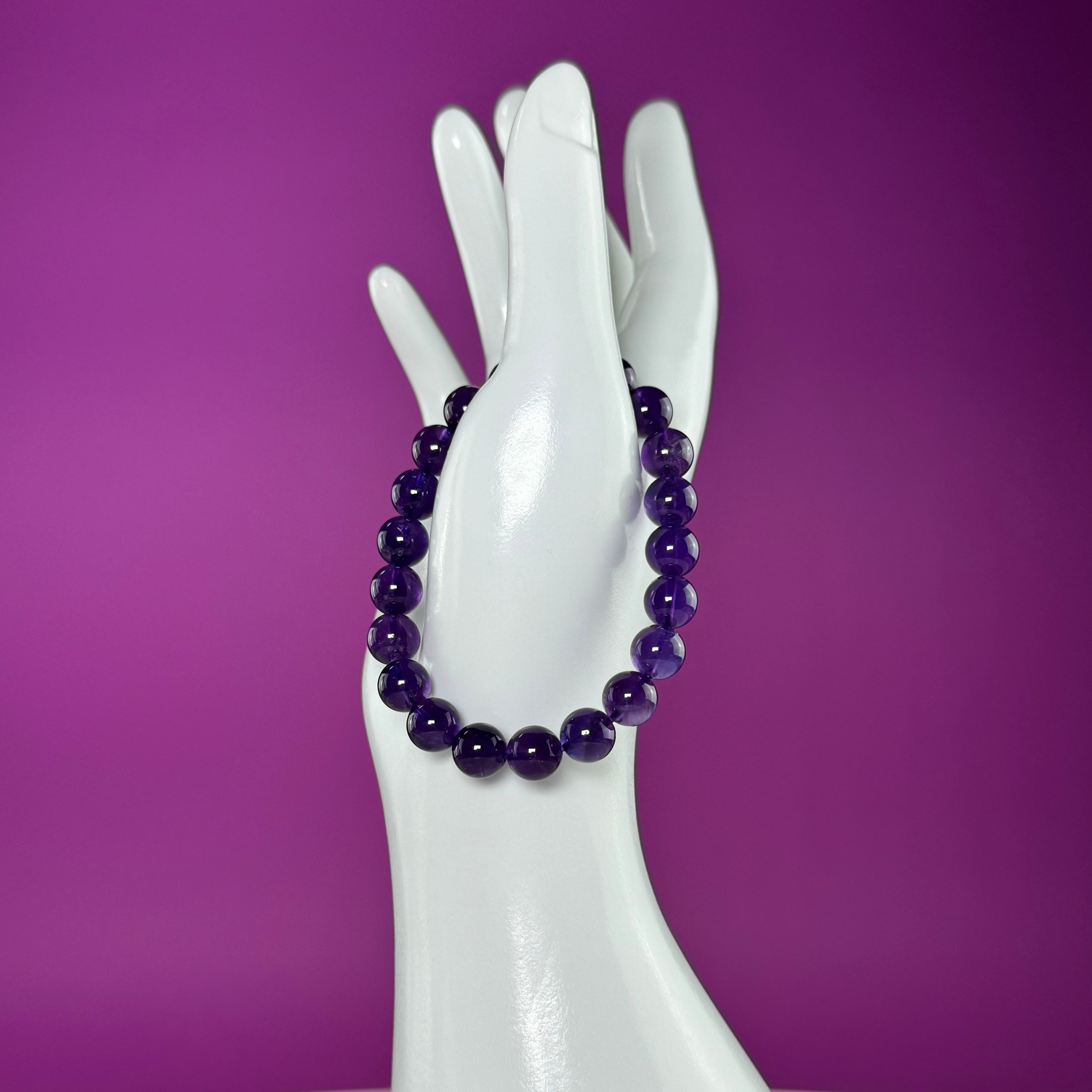Amethyst Bracelet 8mm Purple Crystal Bracelet Natural Gemstone Jewelry
