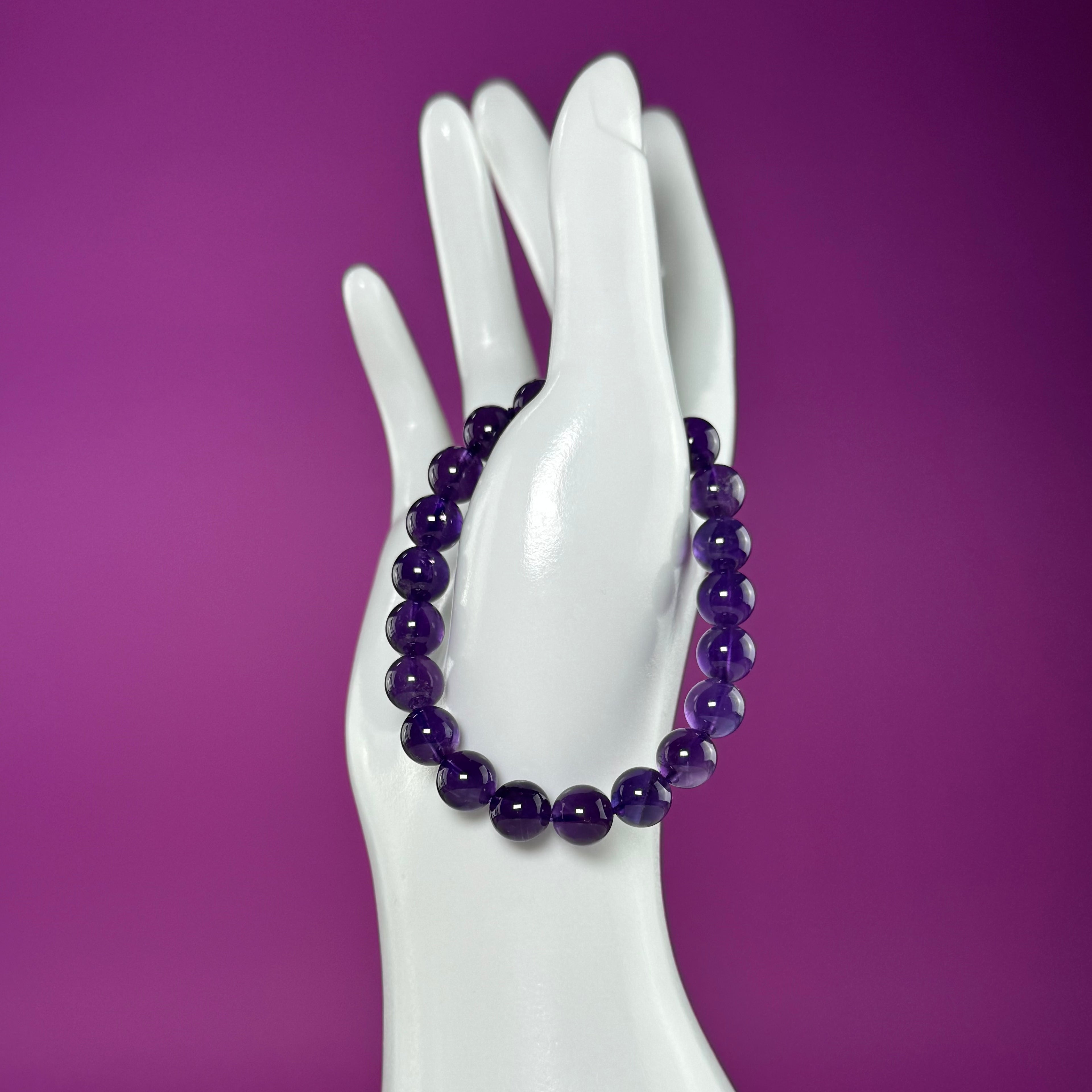 Amethyst Bracelet 8mm Purple Crystal Bracelet Natural Gemstone Jewelry