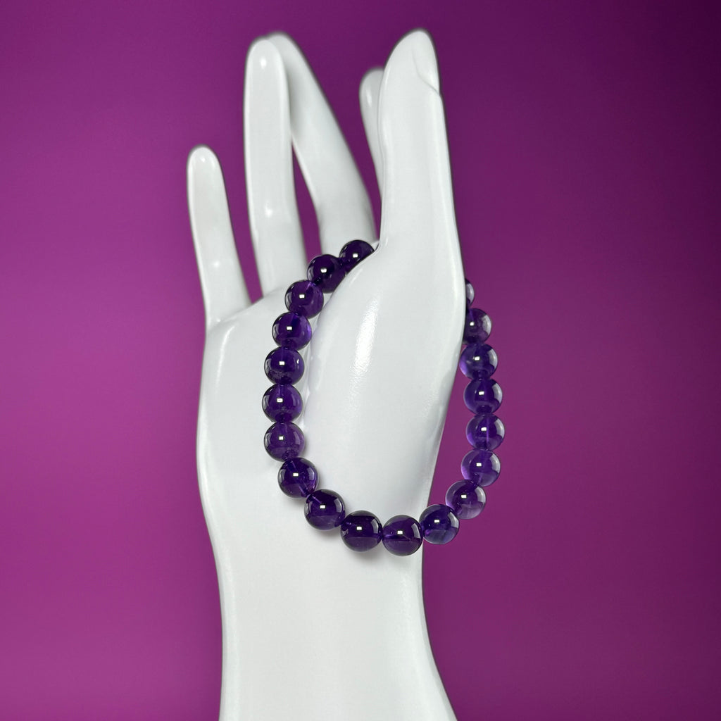 Amethyst Bracelet 8mm Purple Crystal Bracelet Natural Gemstone Jewelry