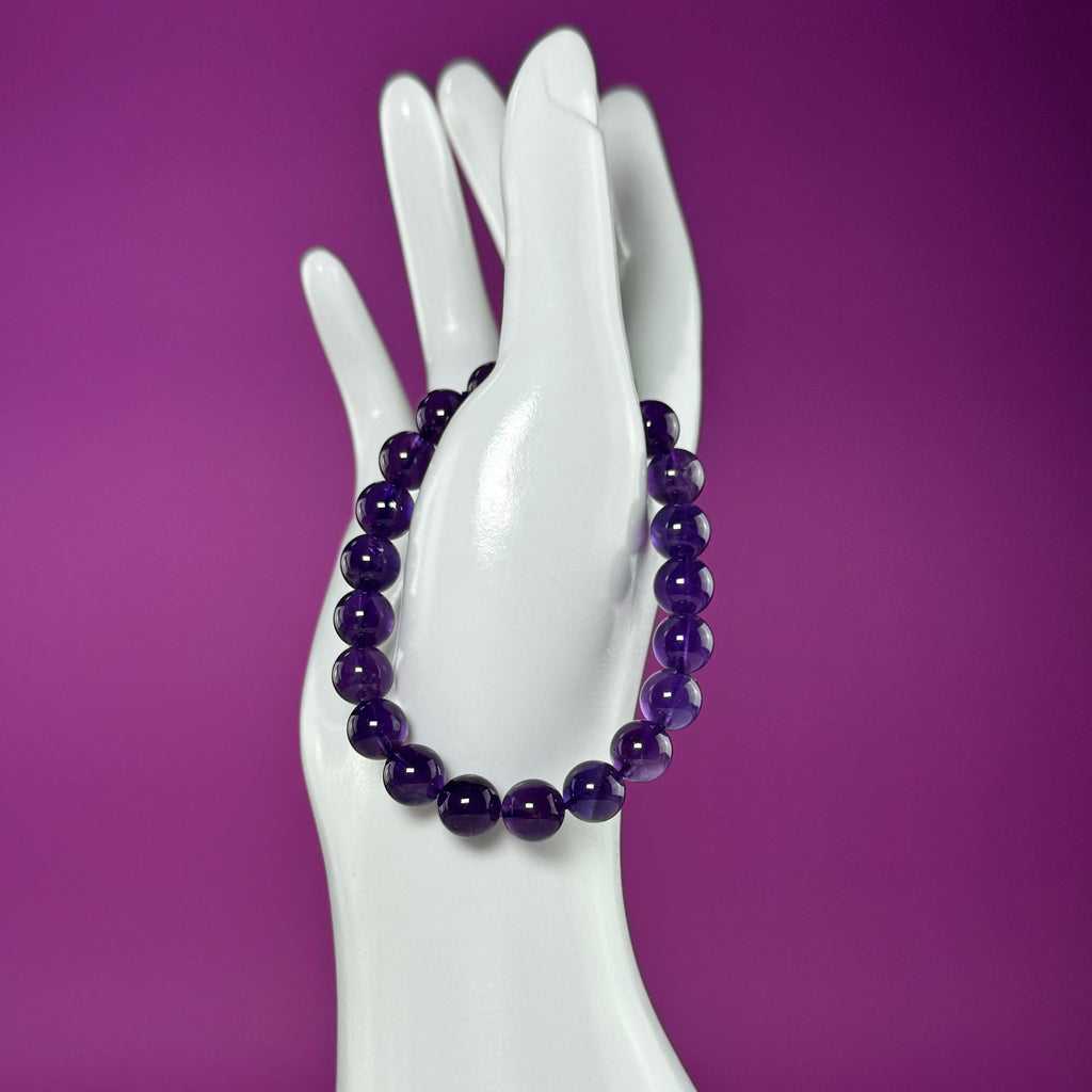Amethyst Bracelet 8mm Purple Crystal Bracelet Natural Gemstone Jewelry