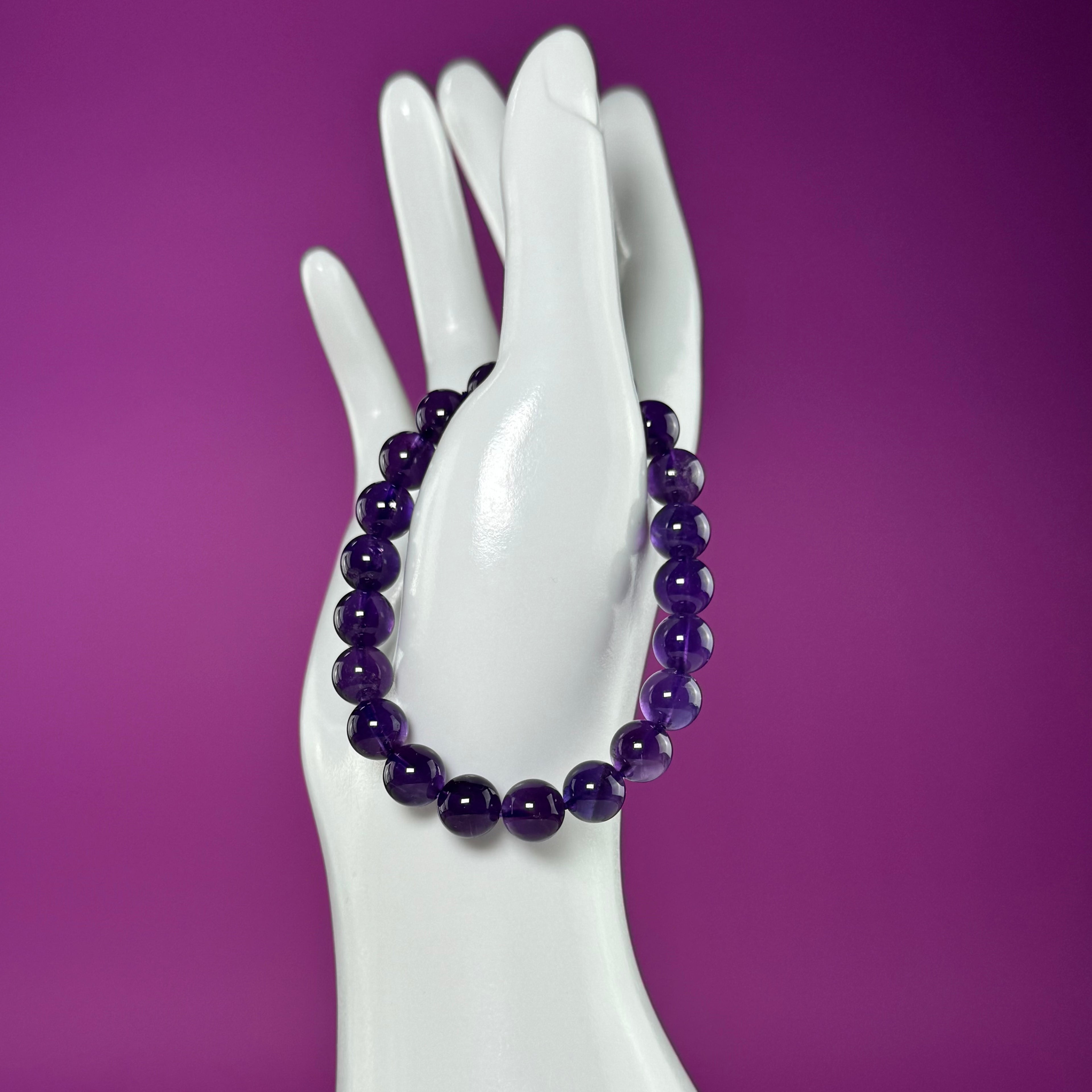 Amethyst Bracelet 8mm Purple Crystal Bracelet Natural Gemstone Jewelry