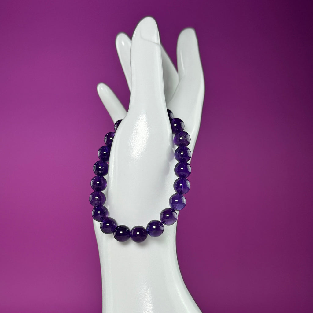 Amethyst Bracelet 8mm Purple Crystal Bracelet Natural Gemstone Jewelry