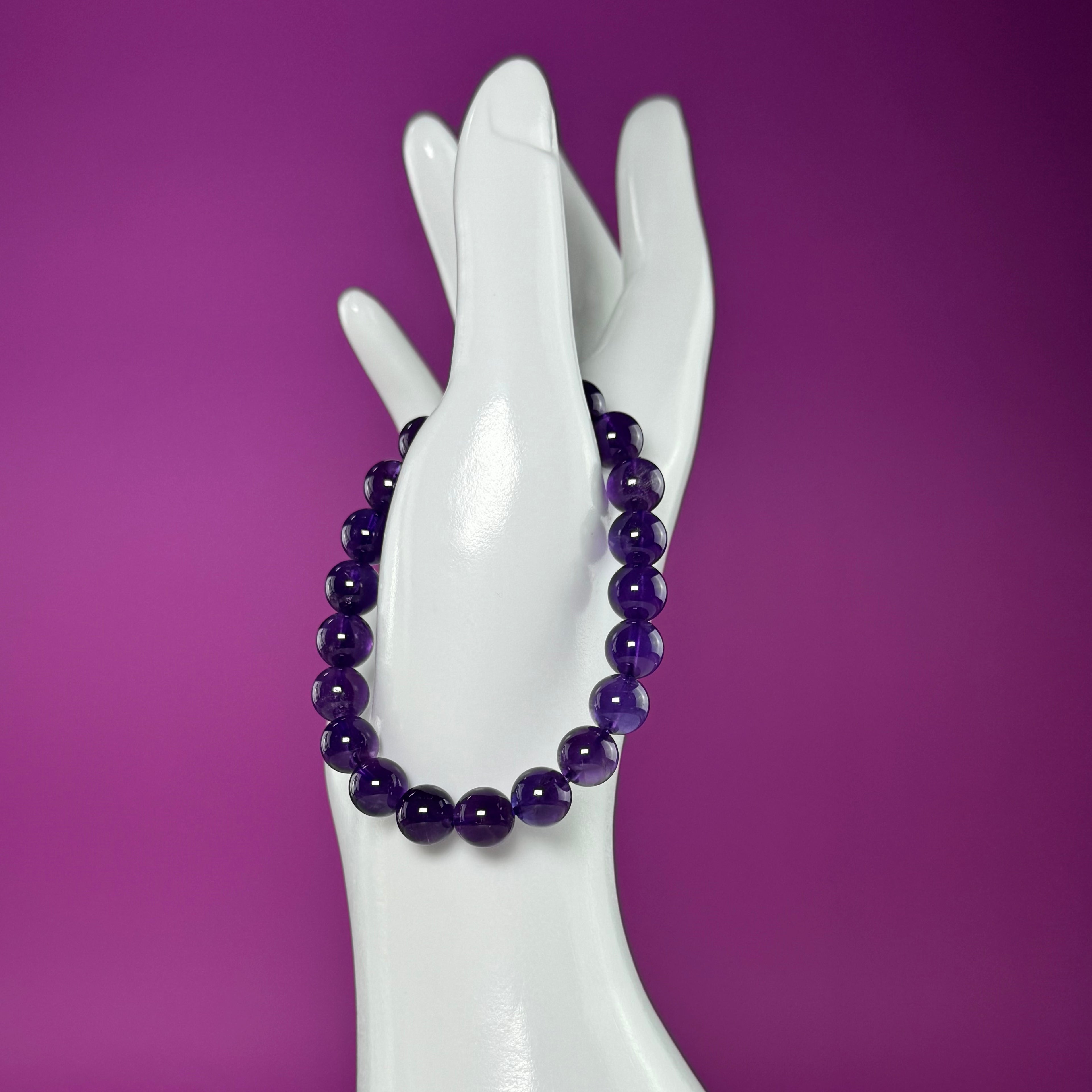 Amethyst Bracelet 8mm Purple Crystal Bracelet Natural Gemstone Jewelry