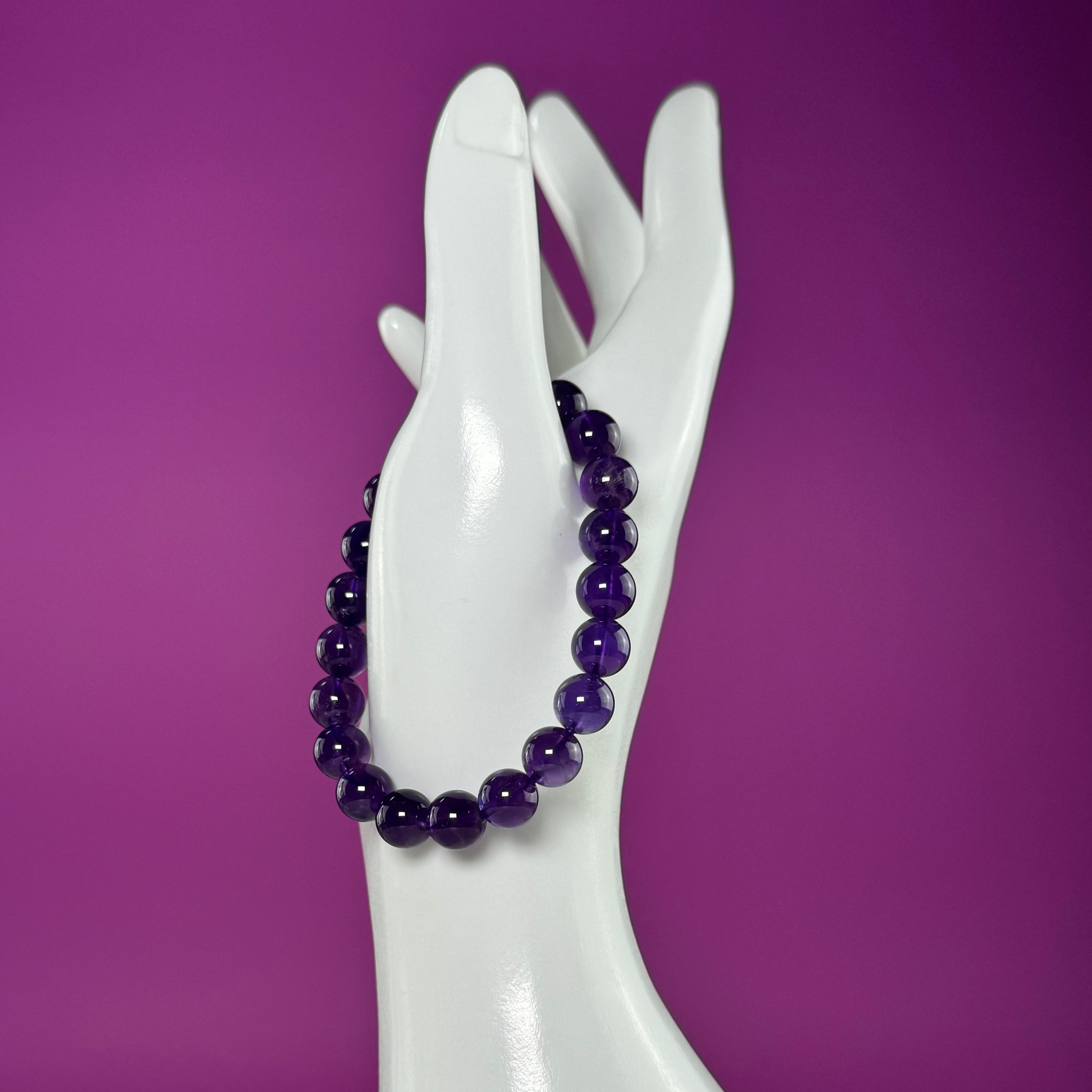 Amethyst Bracelet 8mm Purple Crystal Bracelet Natural Gemstone Jewelry