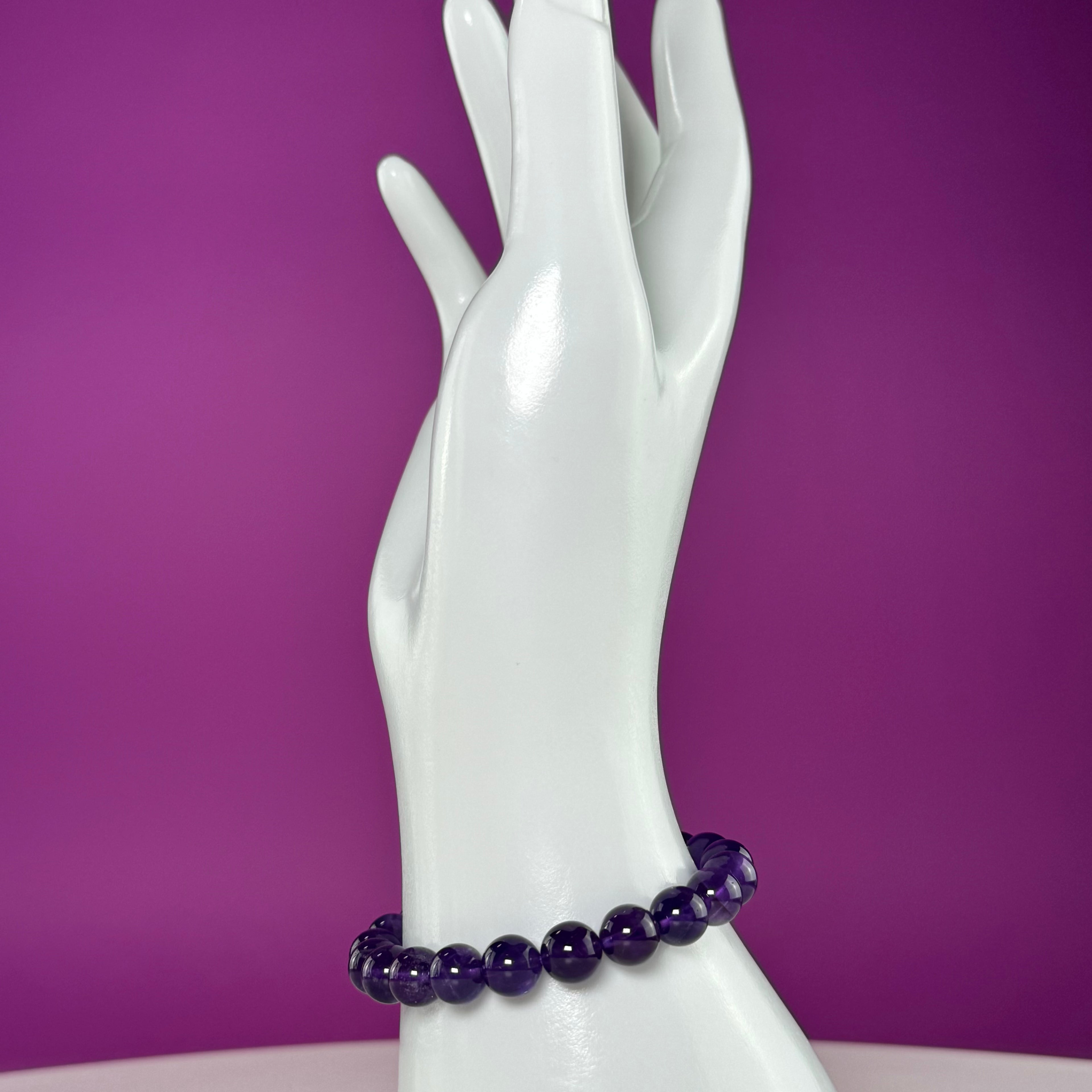 Amethyst Bracelet 8mm Purple Crystal Bracelet Natural Gemstone Jewelry