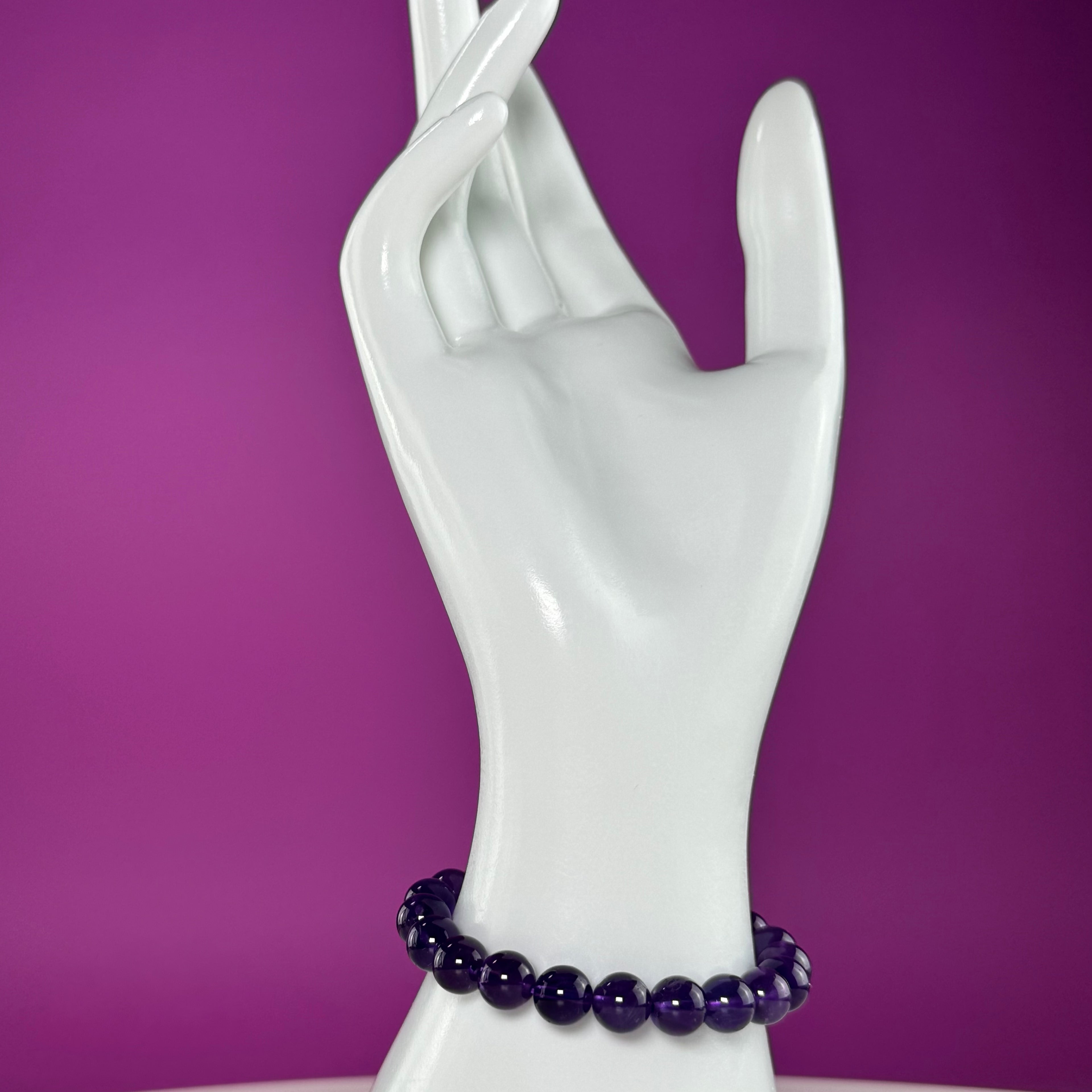 Amethyst Bracelet 8mm Purple Crystal Bracelet Natural Gemstone Jewelry